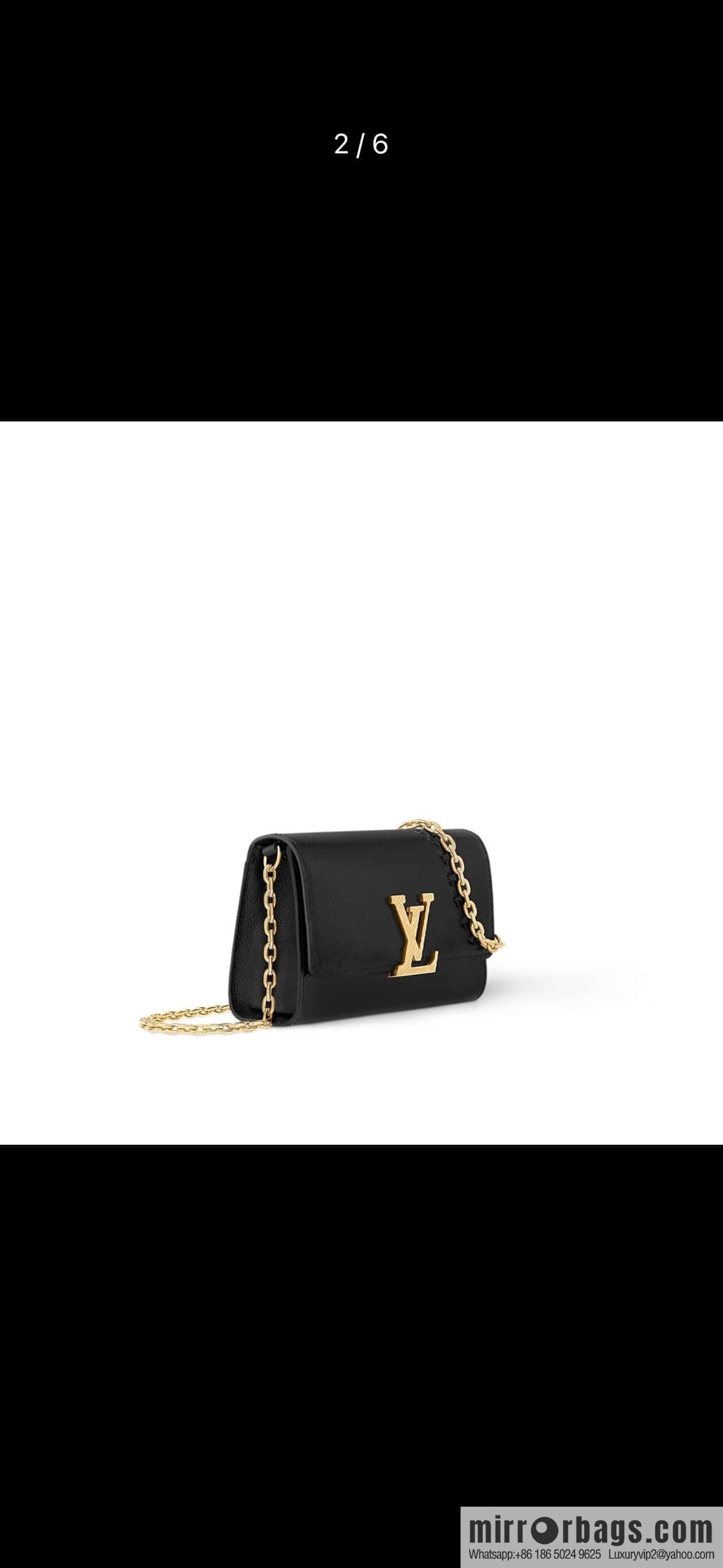 [Boutique‑grade] M23756 black water ripple, chain bag sbwPochette Louise chain bag (mirror patent leather)