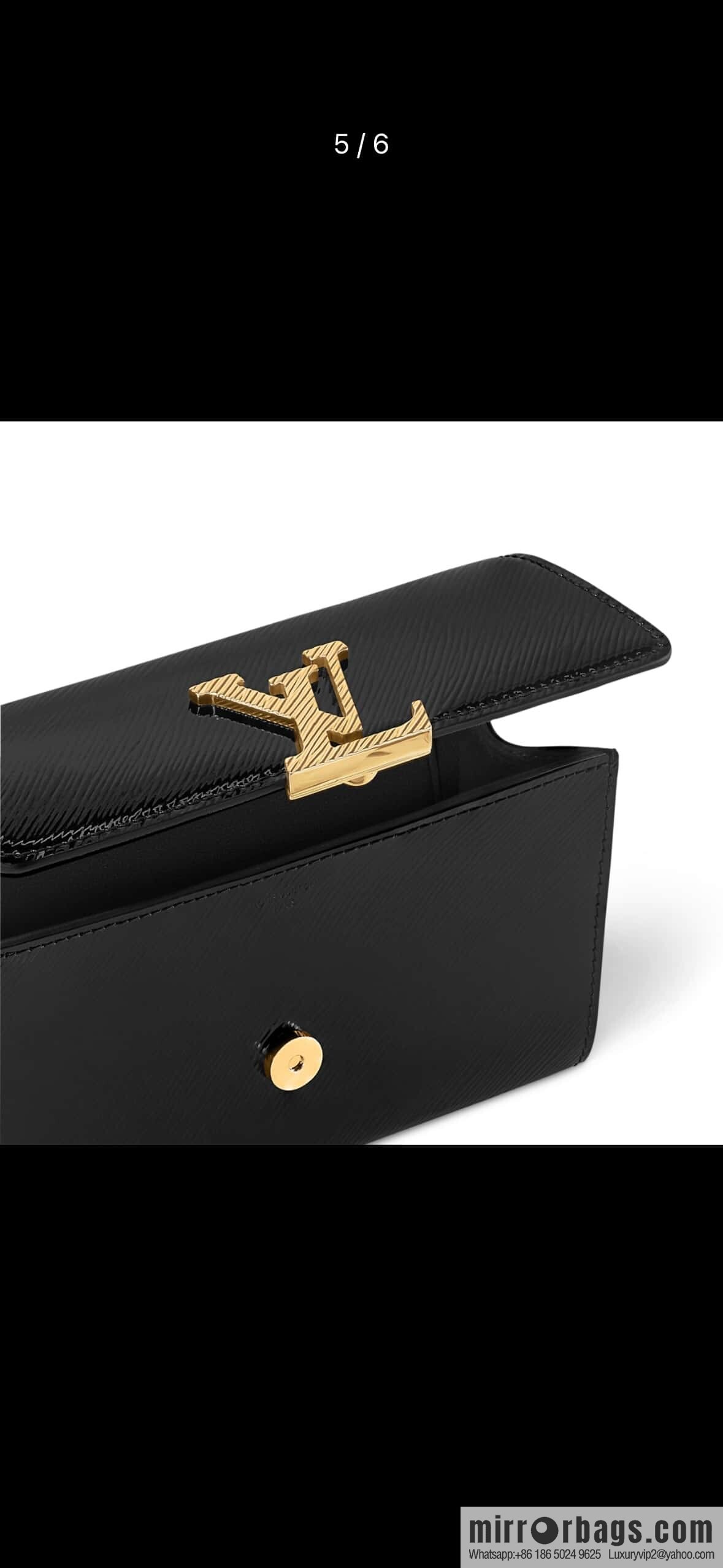 [Boutique‑grade] M23756 black water ripple, chain bag sbwPochette Louise chain bag (mirror patent leather)