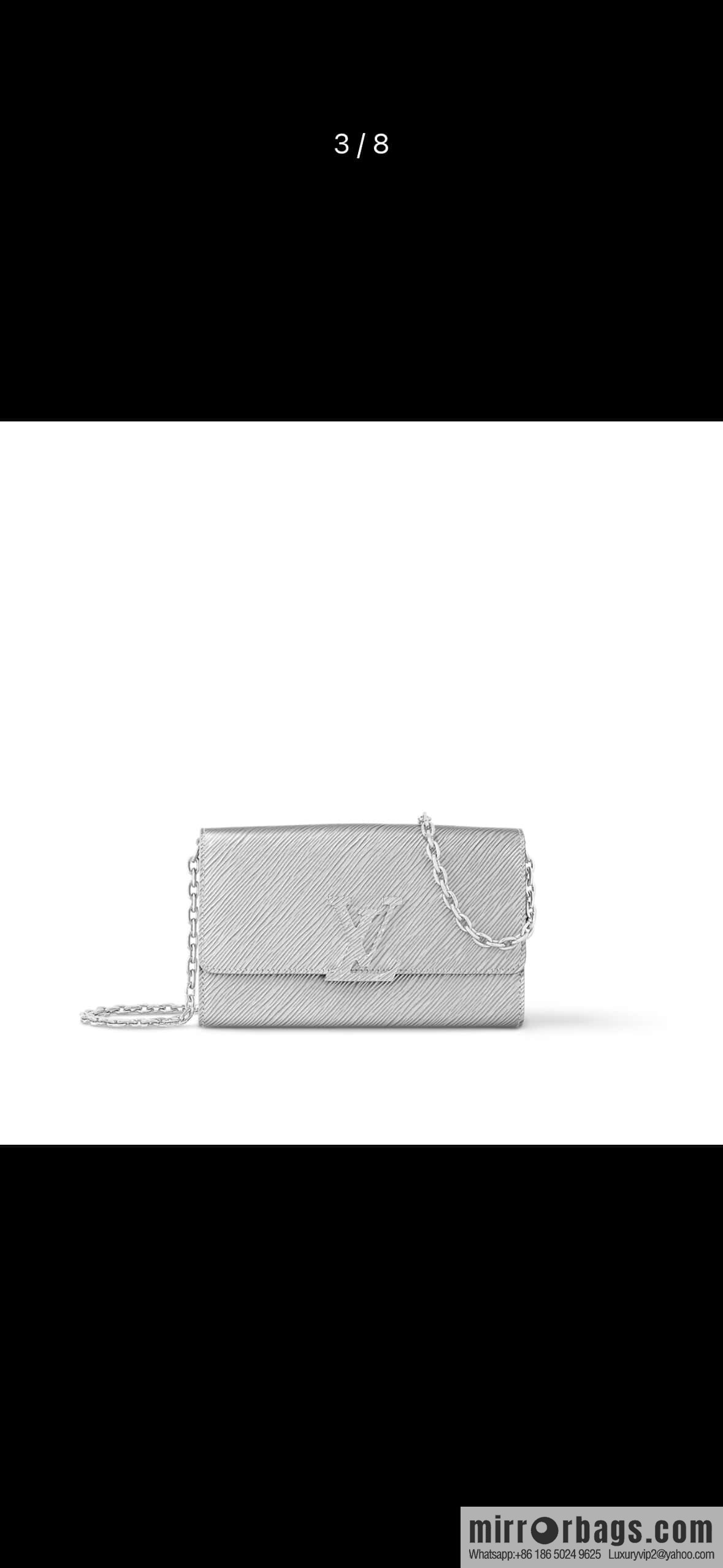 [Boutique‑grade] M23756 silver water ripple, chain bag sbwPochette Louise chain bag (mirror patent leather)