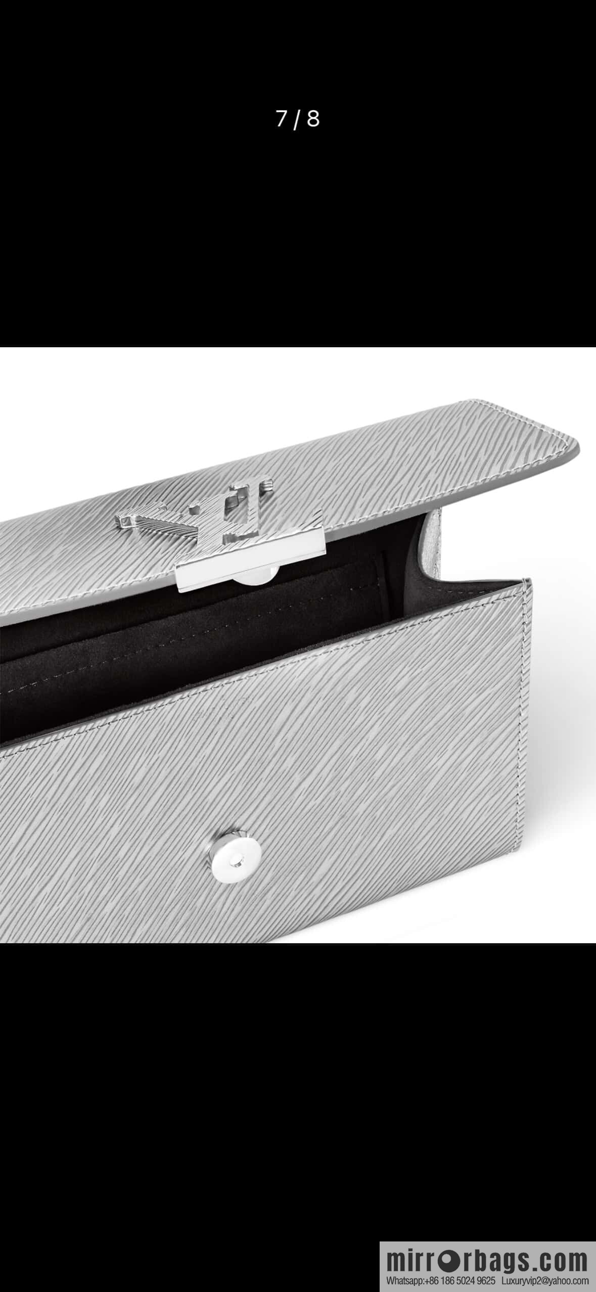 [Boutique‑grade] M23756 silver water ripple, chain bag sbwPochette Louise chain bag (mirror patent leather)