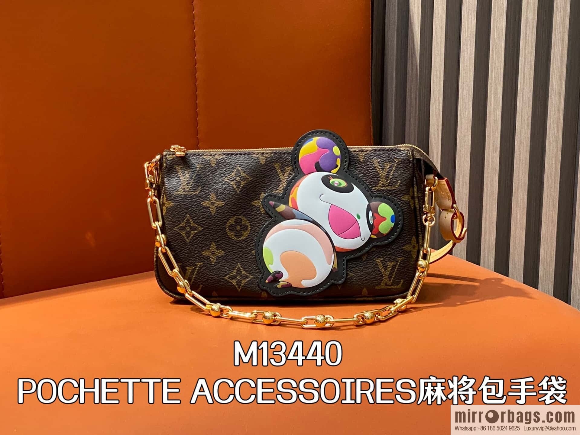 [Boutique‑grade] M13440 presbyopia, panda mahjong bag POCHETTE ACCESSOIRES mahjong bag handbag