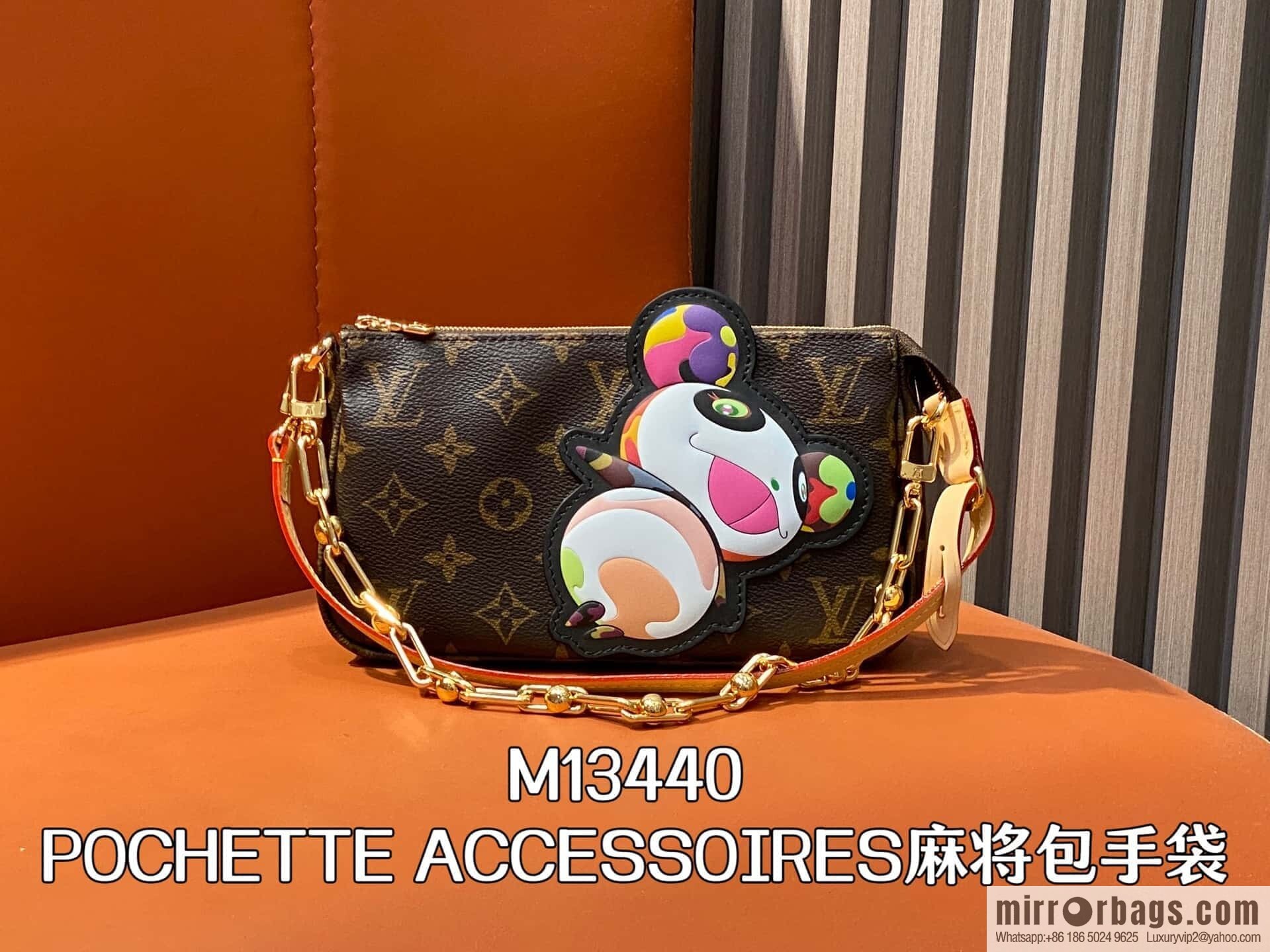 [Boutique‑grade] M13440 presbyopia, panda mahjong bag POCHETTE ACCESSOIRES mahjong bag handbag