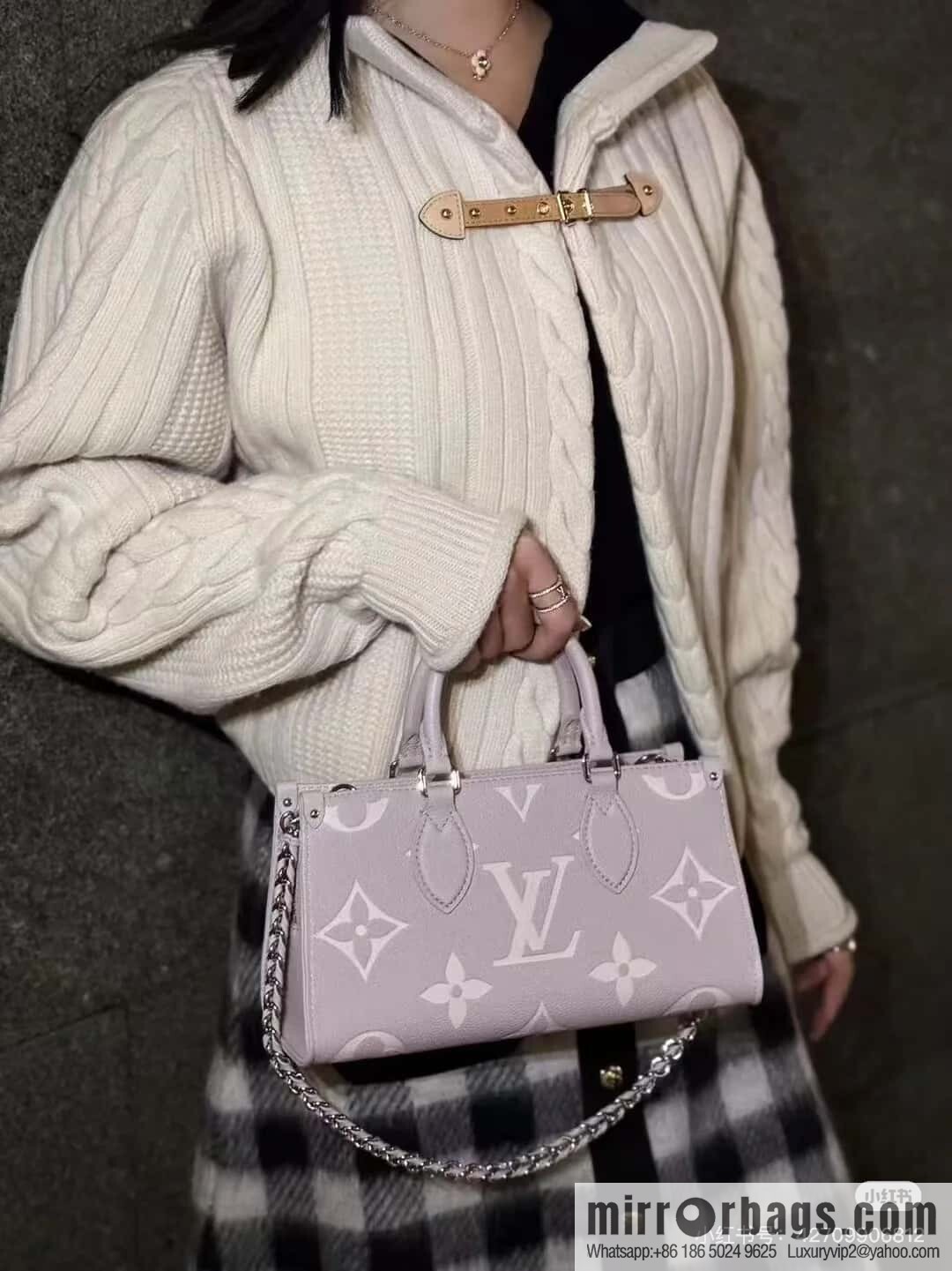 [Premium‑quality] M14213 mashed taro purple, full leather chain square bag series ONTHEGO EAST WEST handbag