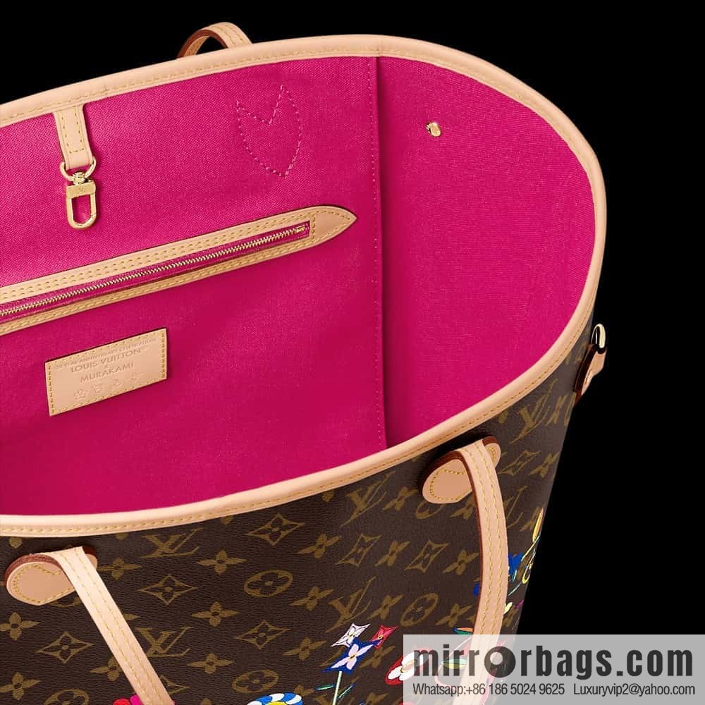 [Boutique‑grade] M13271 presbyopia, silk screen flower shopping bag NEVERFULL medium handbag