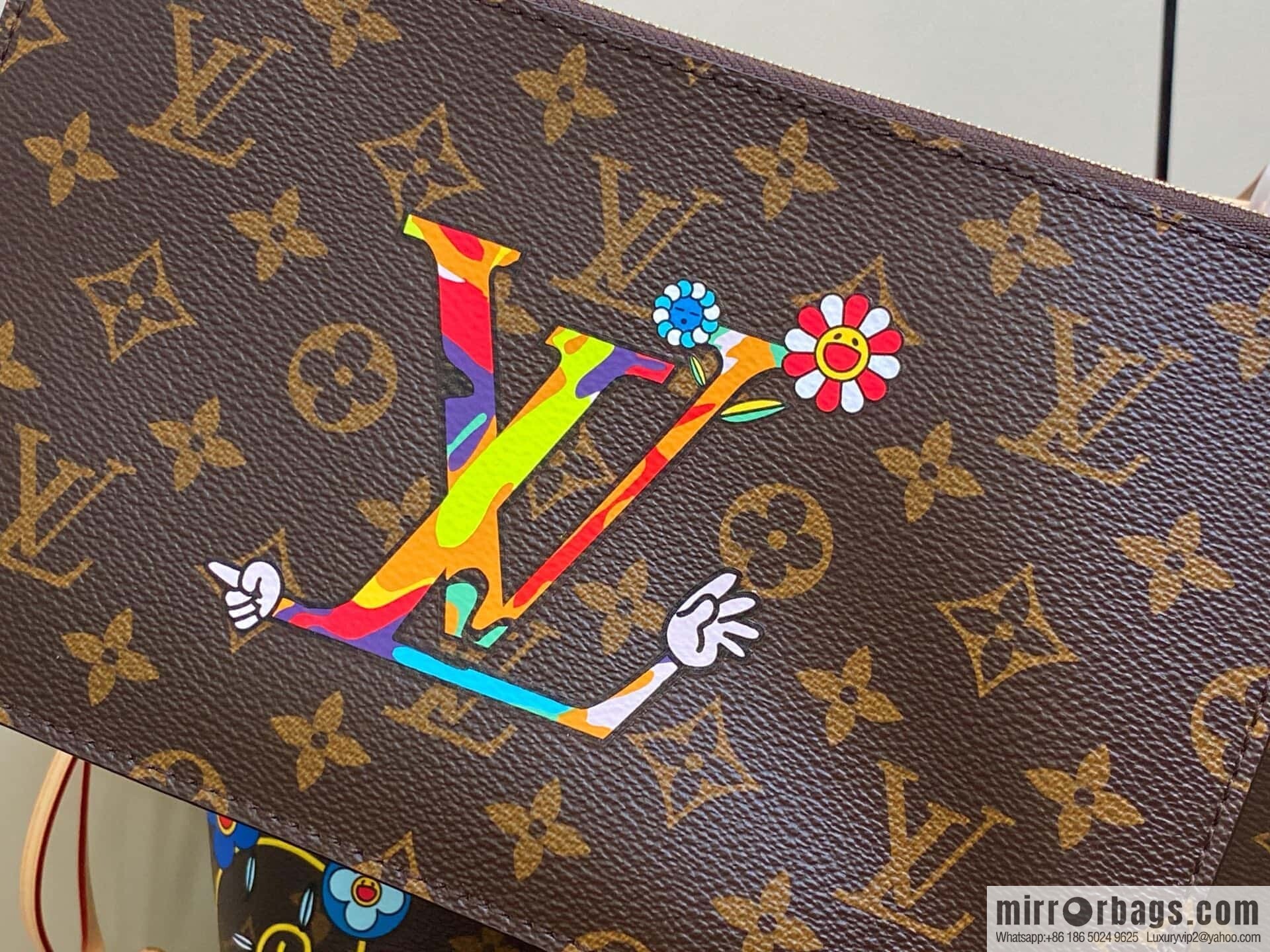 [Boutique‑grade] M13271 presbyopia, silk screen flower shopping bag NEVERFULL medium handbag