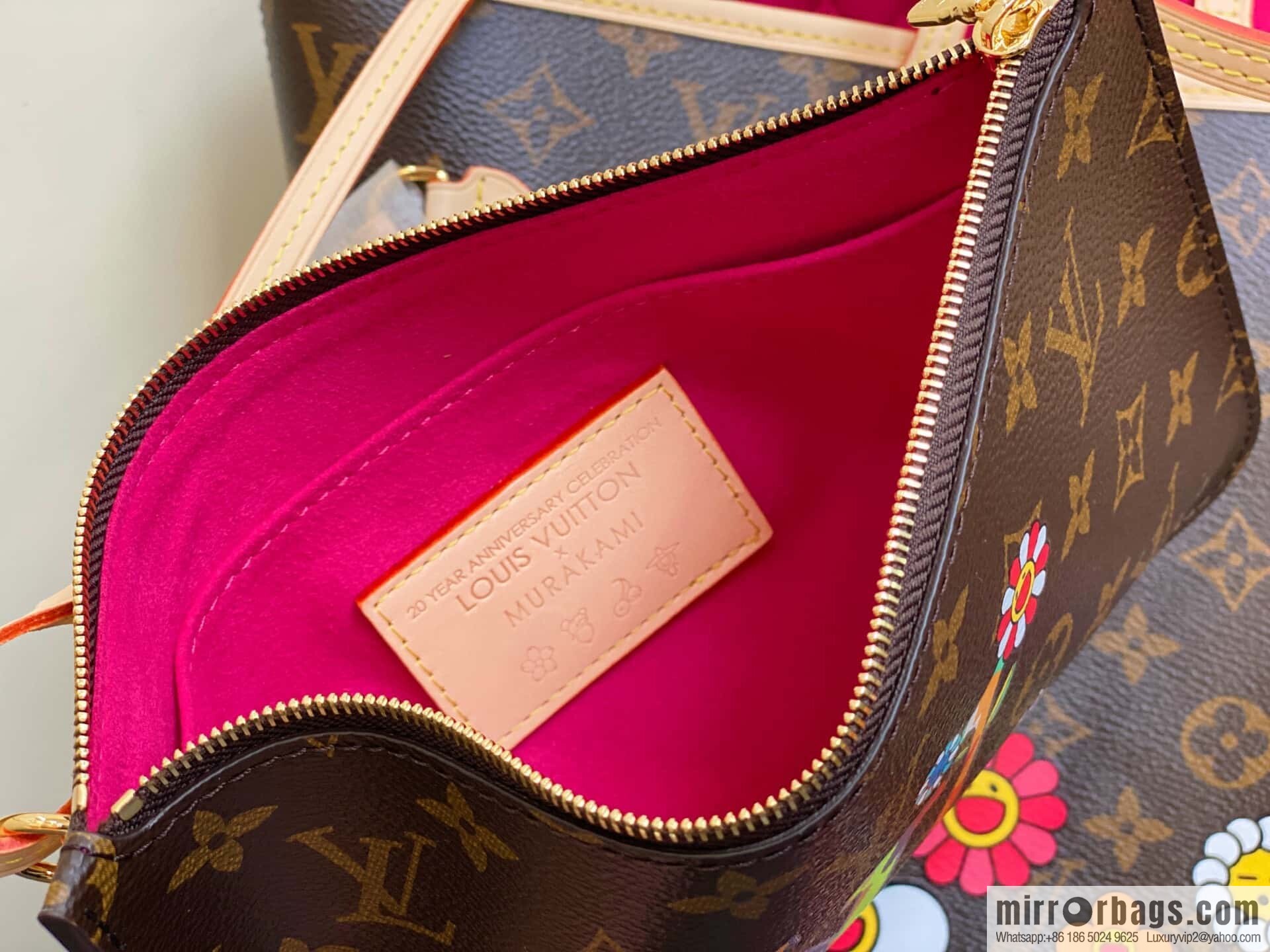 [Boutique‑grade] M13271 presbyopia, silk screen flower shopping bag NEVERFULL medium handbag