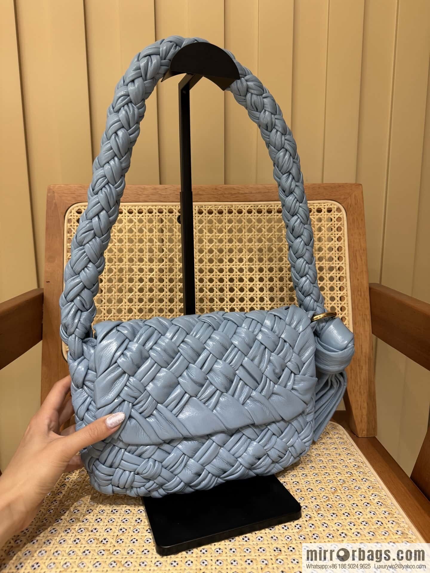 BV Kalimero Citta Handbag 785797 Aqua Blue