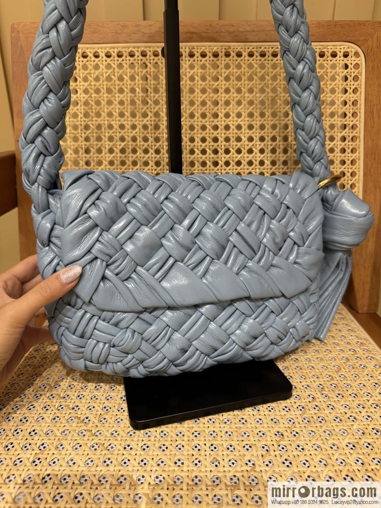BV Kalimero Citta Handbag 785797 Aqua Blue