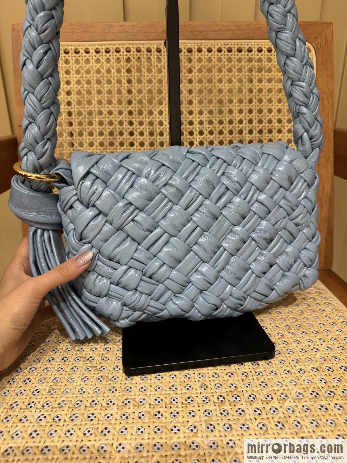 BV Kalimero Citta Handbag 785797 Aqua Blue