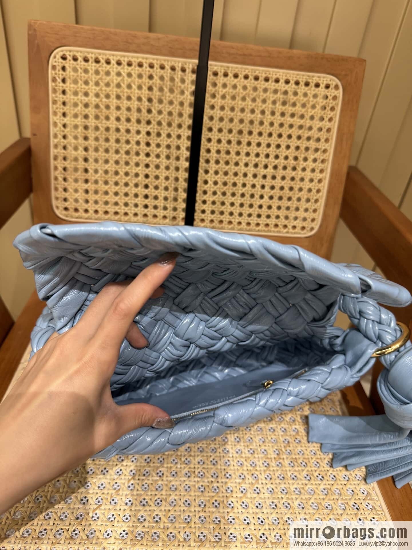 BV Kalimero Citta Handbag 785797 Aqua Blue
