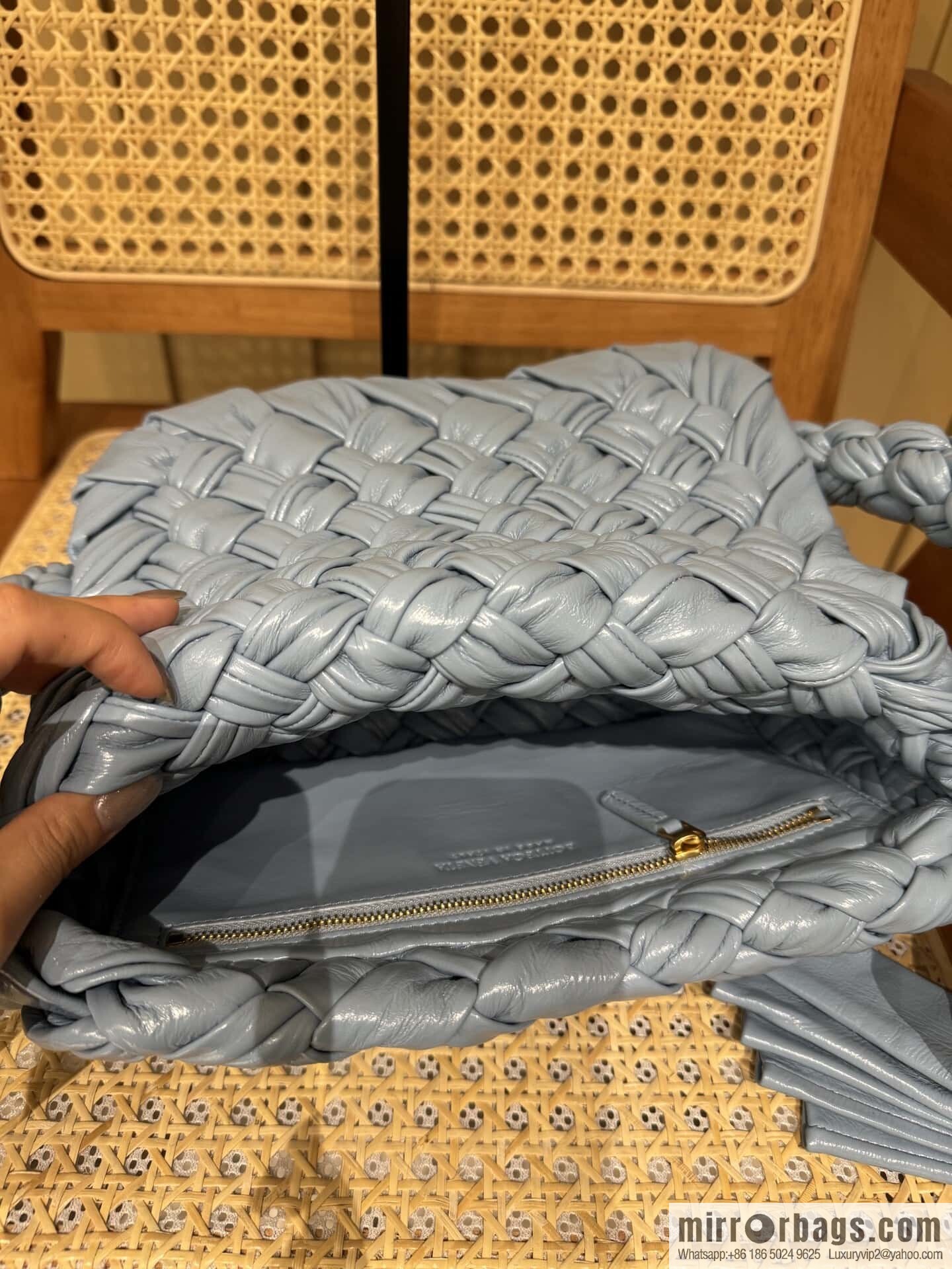 BV Kalimero Citta Handbag 785797 Aqua Blue