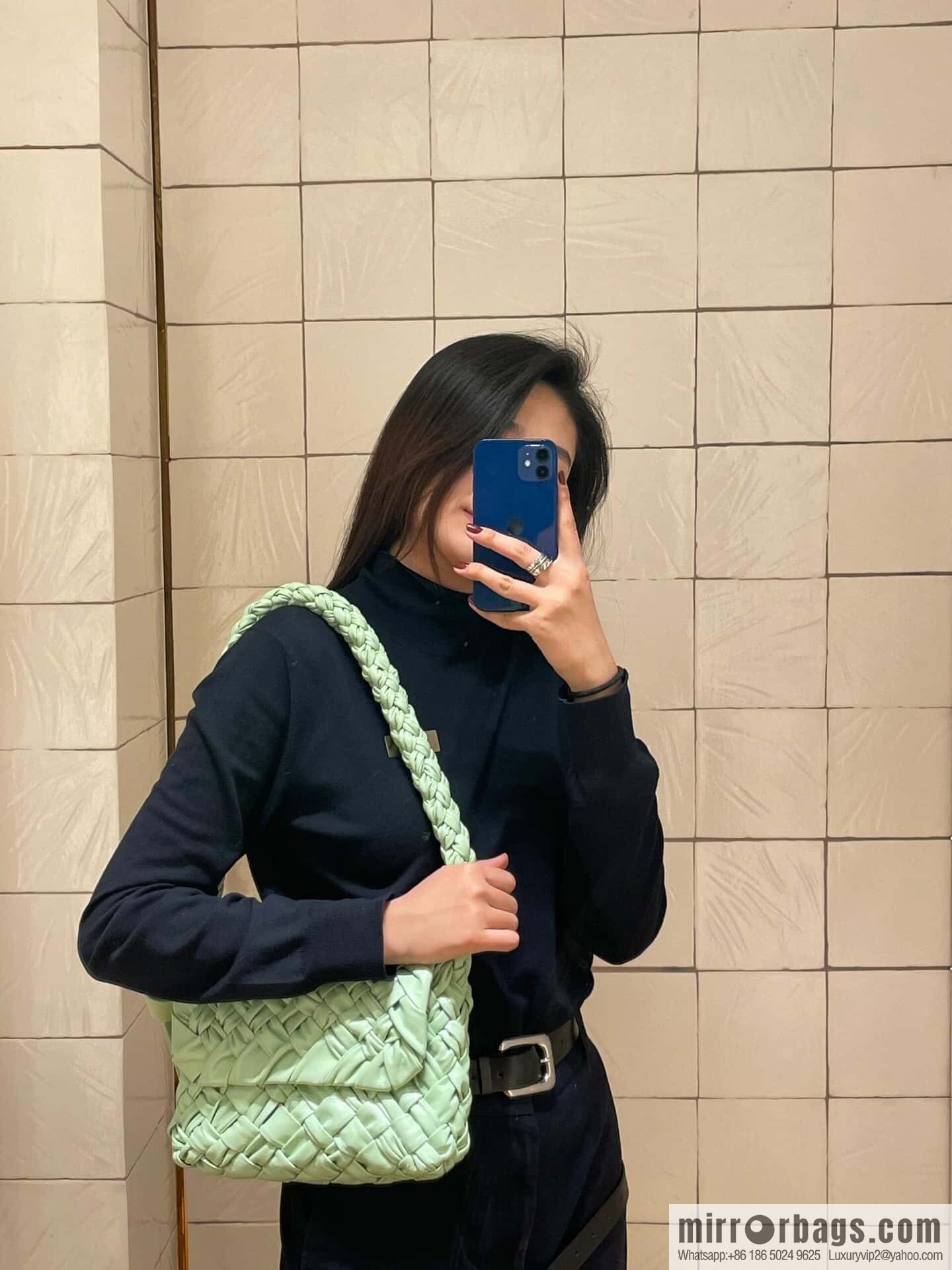 BV Kalimero Citta Handbag 785797 Fresh Mint Green