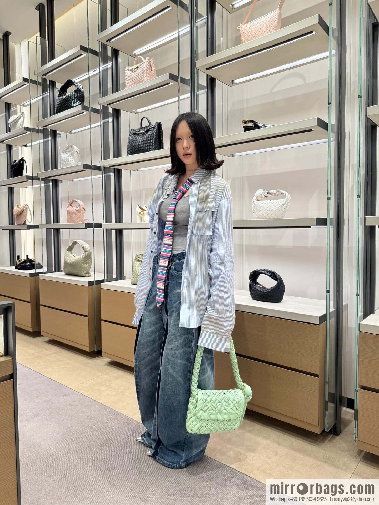 BV Kalimero Citta Handbag 785797 Fresh Mint Green