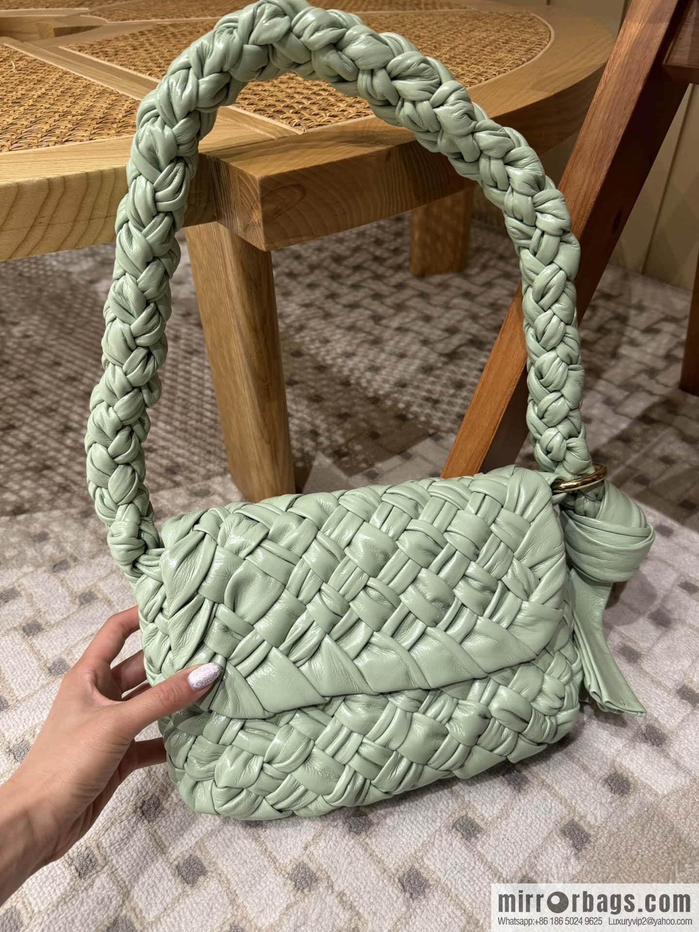 BV Kalimero Citta Handbag 785797 Fresh Mint Green