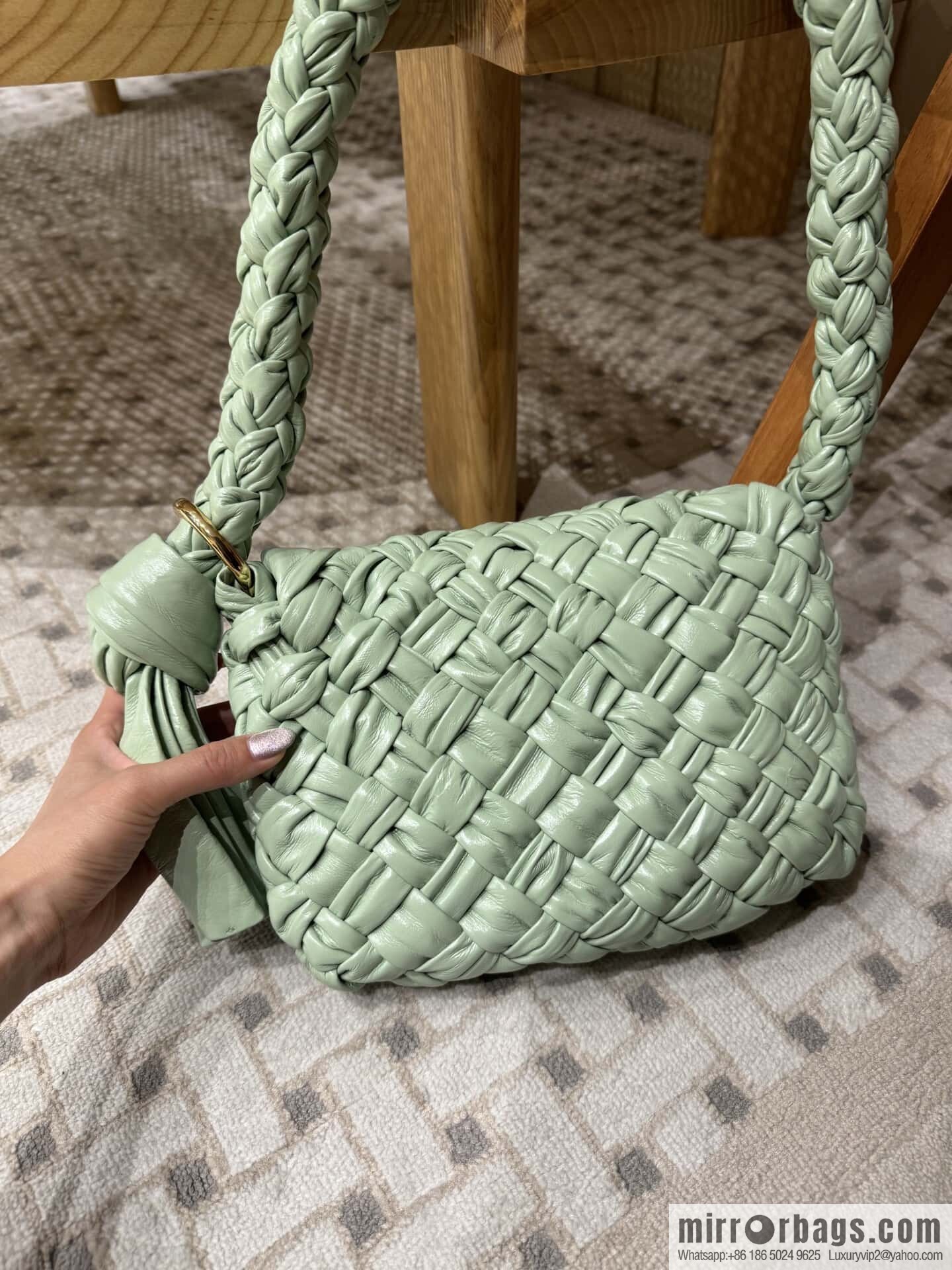 BV Kalimero Citta Handbag 785797 Fresh Mint Green