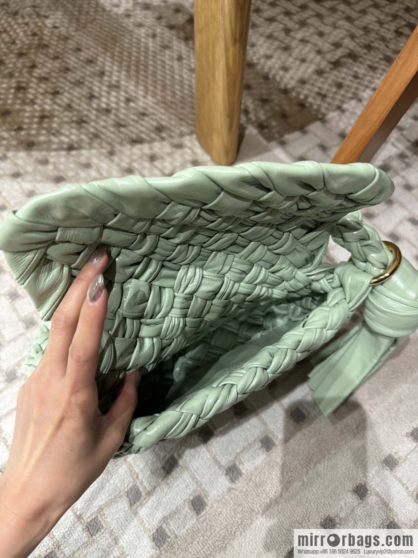 BV Kalimero Citta Handbag 785797 Fresh Mint Green