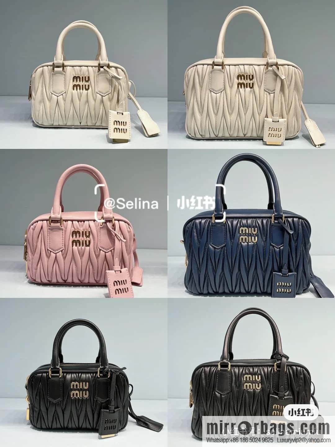 5BB124: MiuMiu's new too pretty bowling handbag, black Arcadie Matelassé soft sheepskin handbag