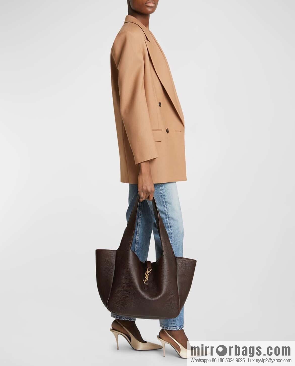 YSL Soft Deer Leather Tote Bag 763435 Dark Maroon