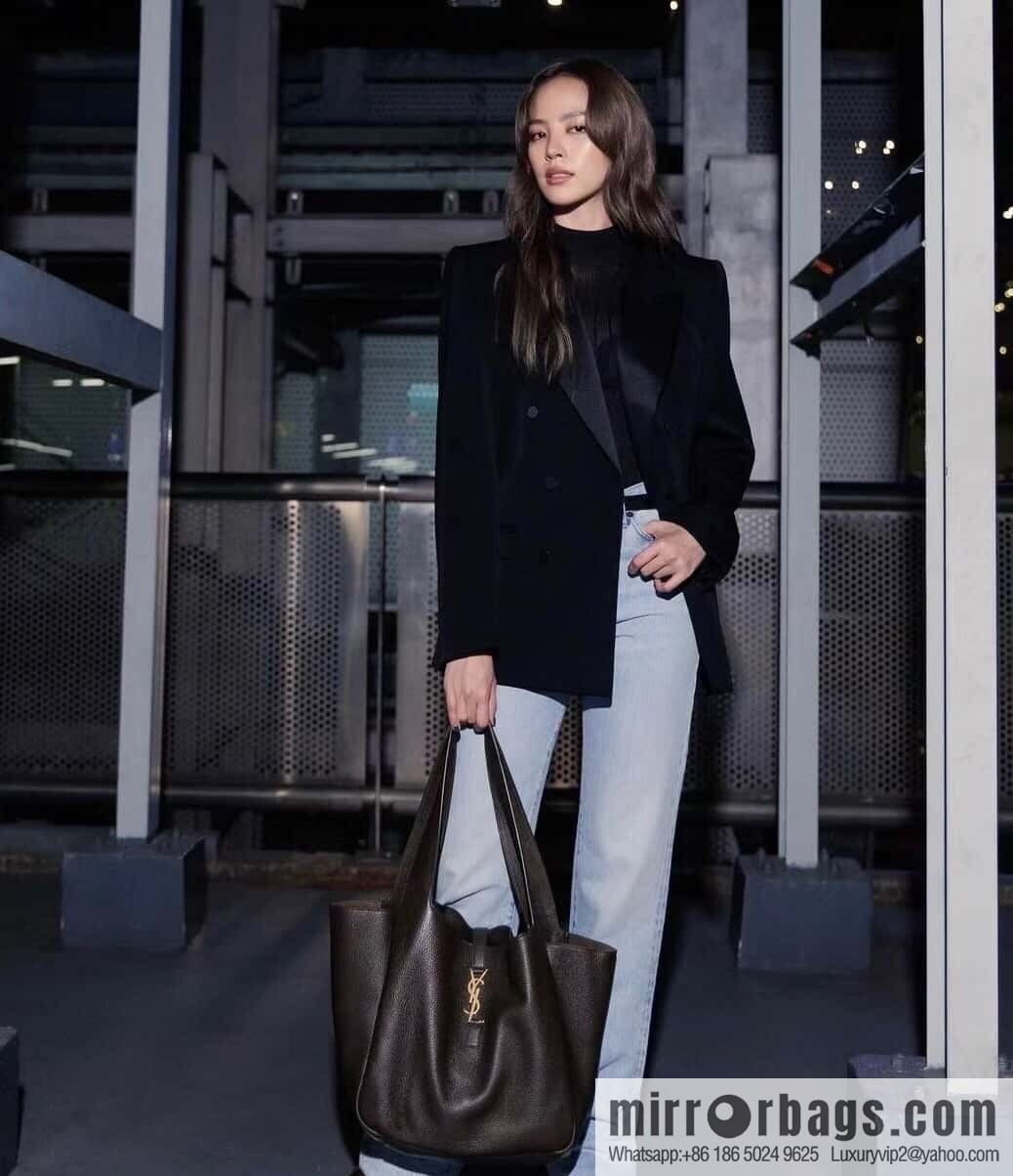 YSL Soft Deer Leather Tote Bag 763435 Dark Maroon