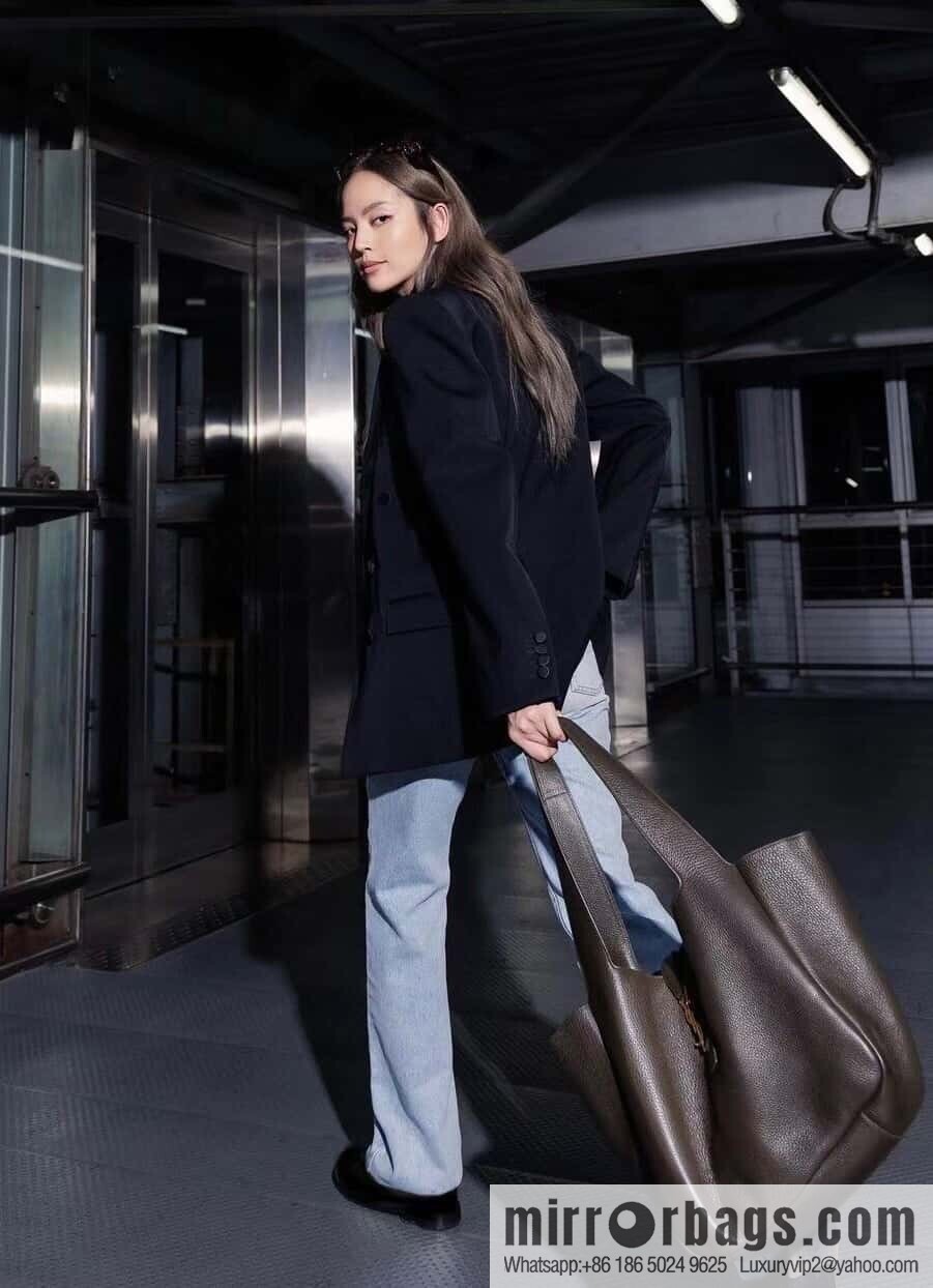 YSL Soft Deer Leather Tote Bag 763435 Dark Maroon