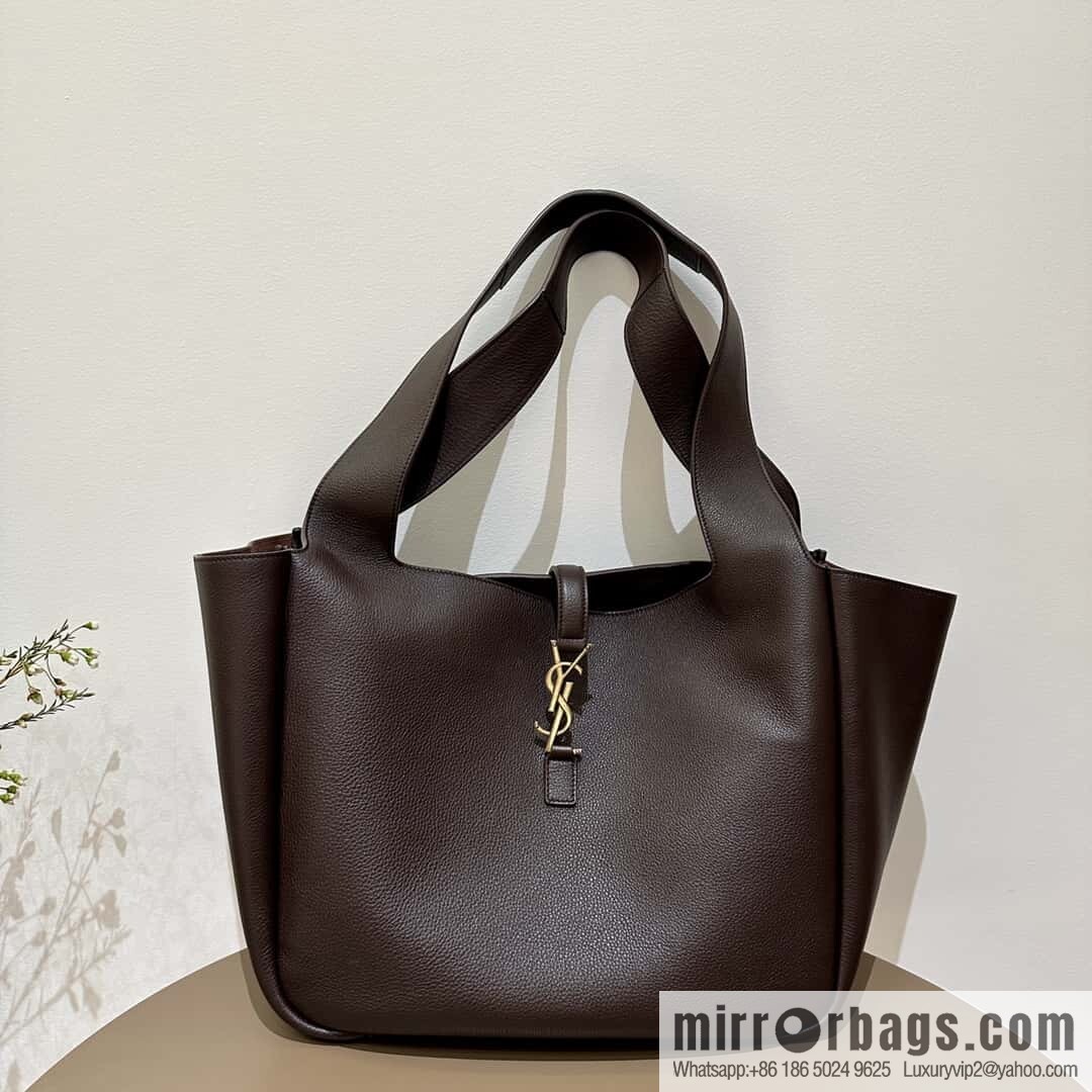 YSL Soft Deer Leather Tote Bag 763435 Dark Maroon