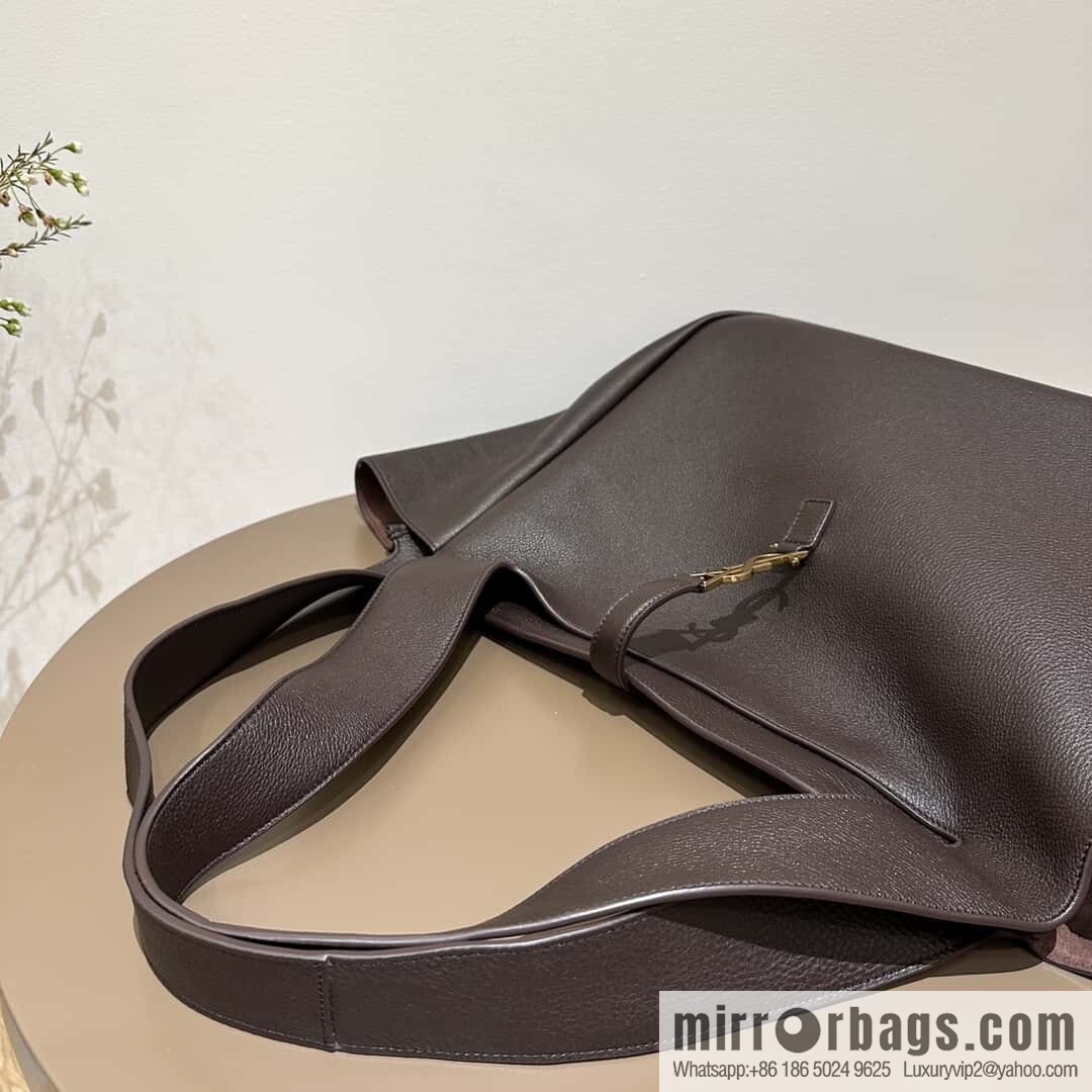 YSL Soft Deer Leather Tote Bag 763435 Dark Maroon