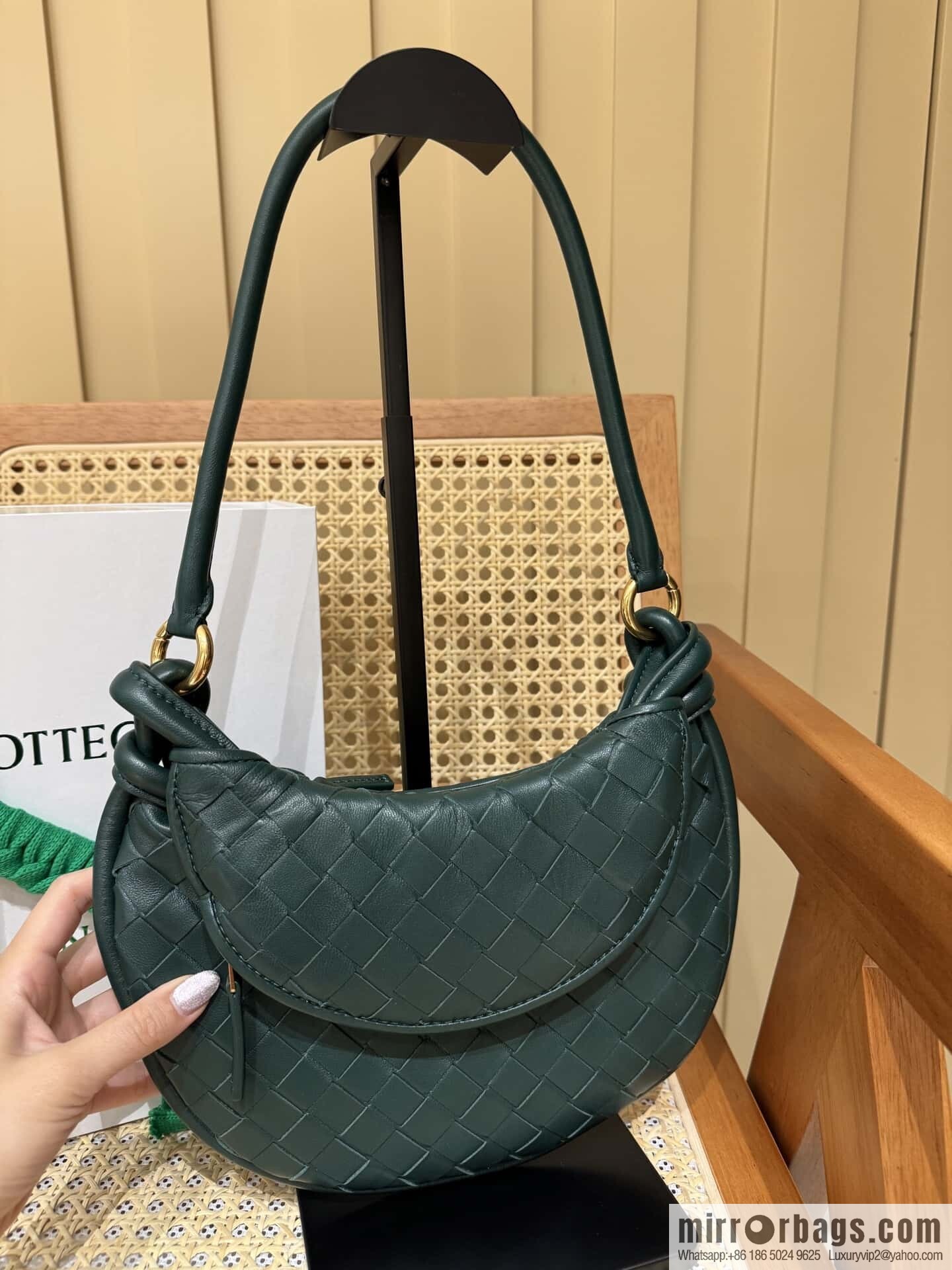 BV Small Gemelli Shoulder Backpack 776764 Emerald
