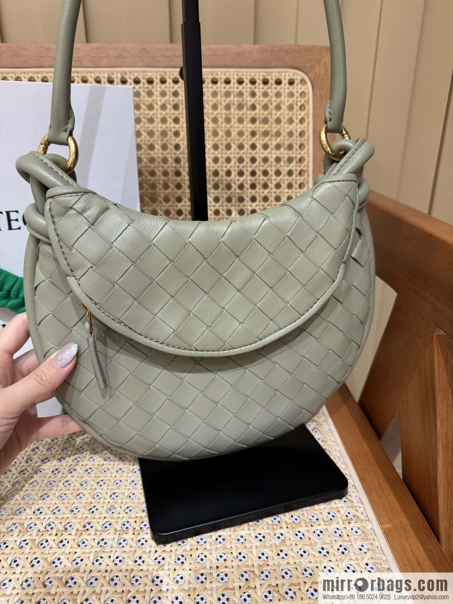 BV Small Gemelli Shoulder Backpack 776764 Travertine Green