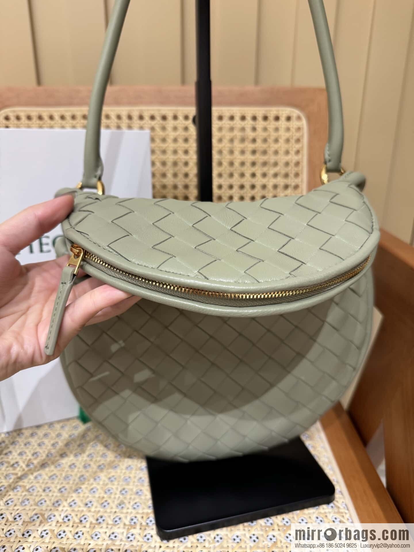 BV Small Gemelli Shoulder Backpack 776764 Travertine Green