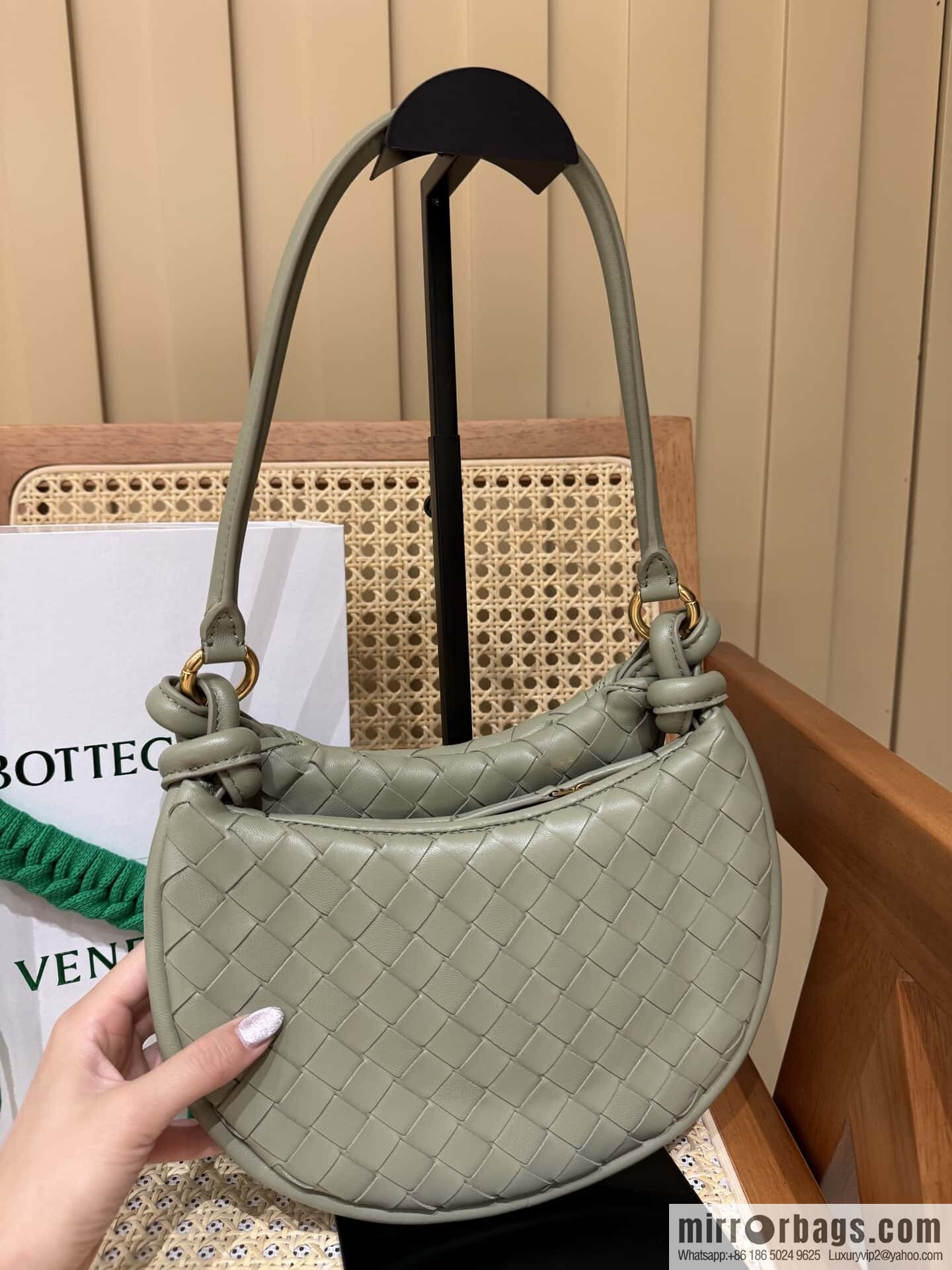 BV Small Gemelli Shoulder Backpack 776764 Travertine Green