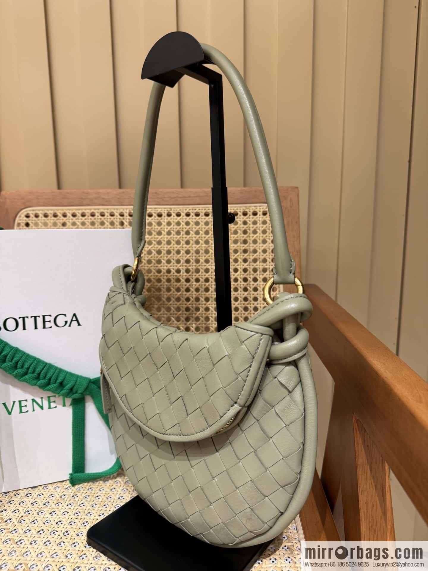 BV Small Gemelli Shoulder Backpack 776764 Travertine Green