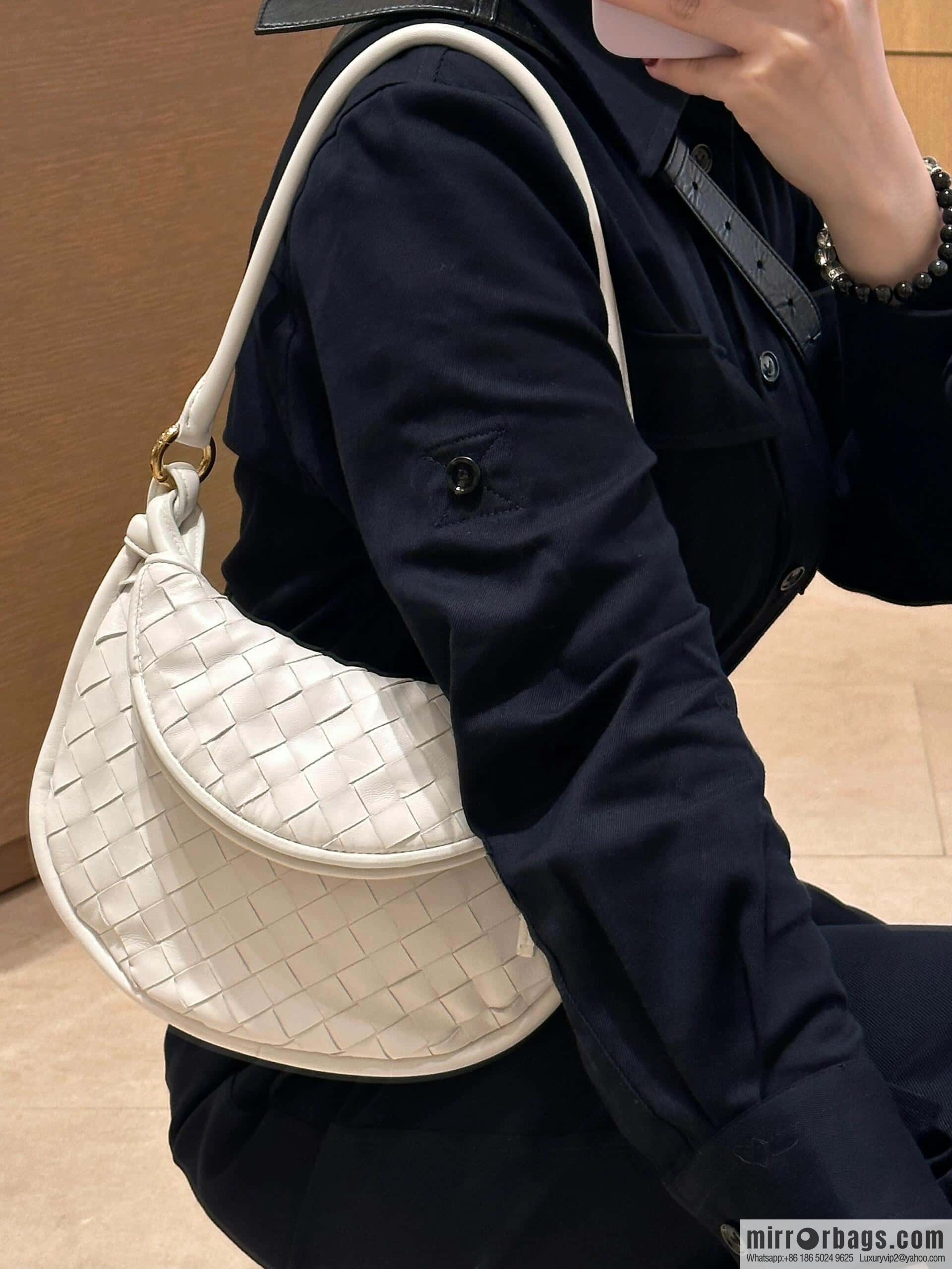 BV Small Gemelli Shoulder Backpack 776764 White
