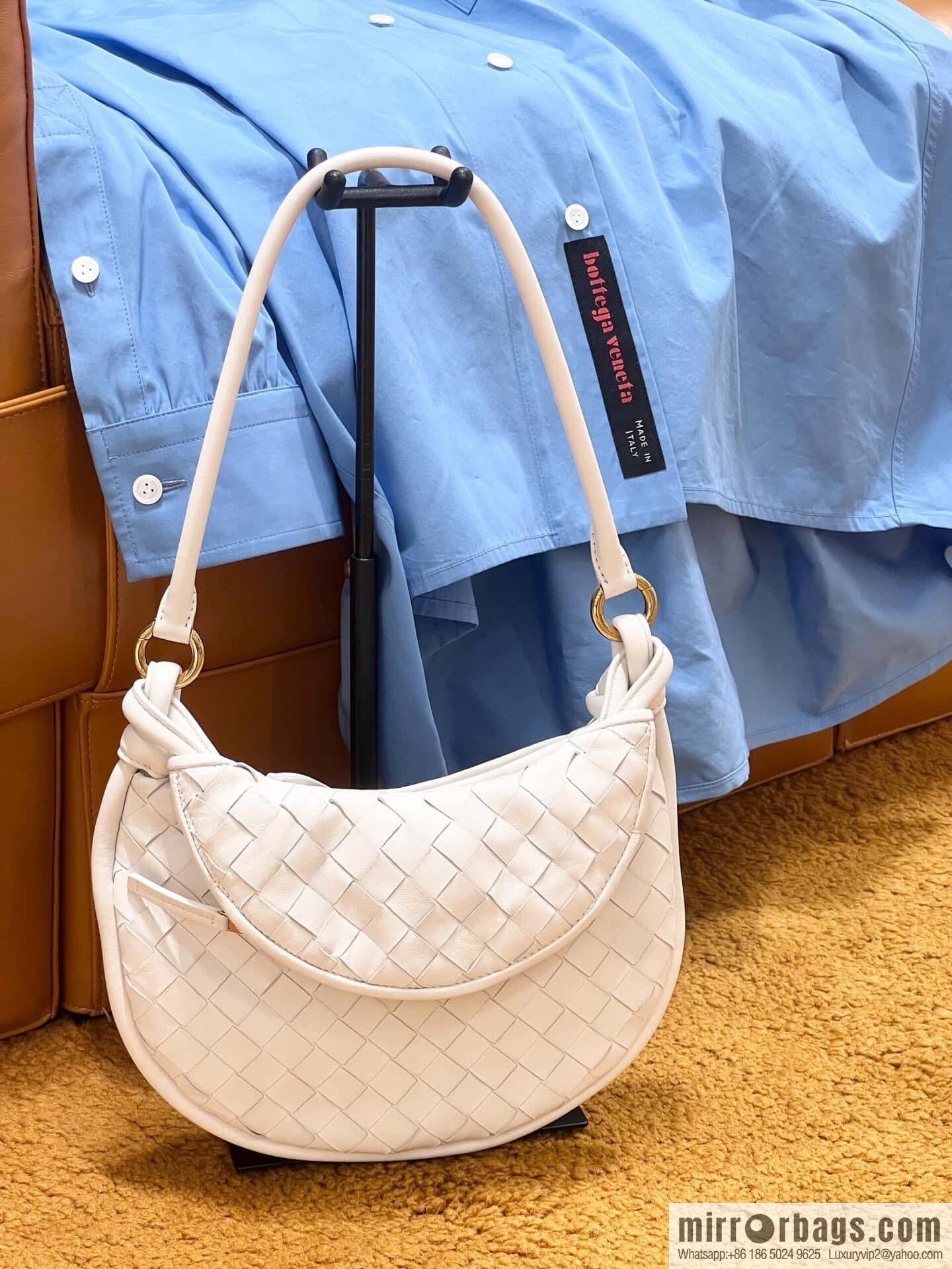 BV Small Gemelli Shoulder Backpack 776764 White