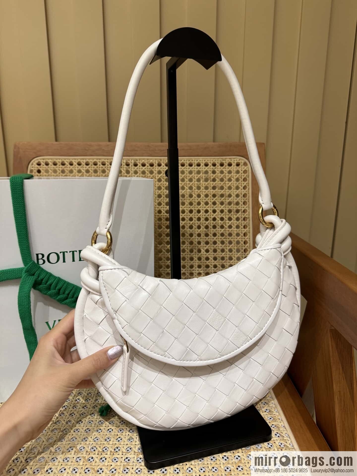 BV Small Gemelli Shoulder Backpack 776764 White