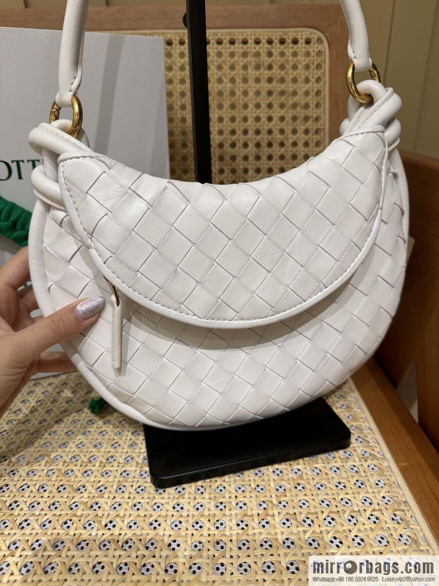 BV Small Gemelli Shoulder Backpack 776764 White