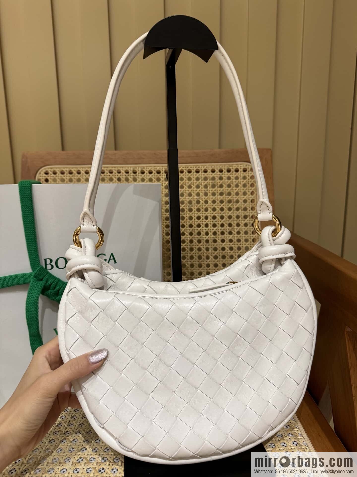 BV Small Gemelli Shoulder Backpack 776764 White