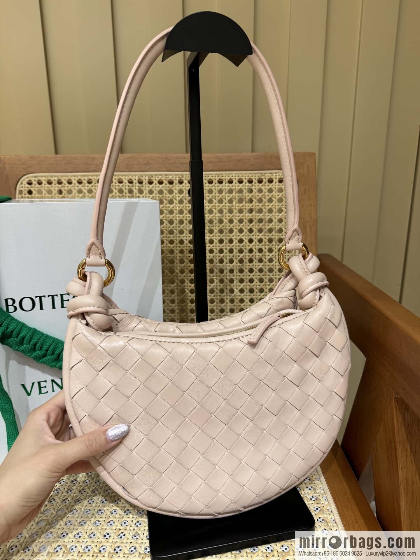 BV Small Gemelli Shoulder Backpack 776764 Lotus Powder