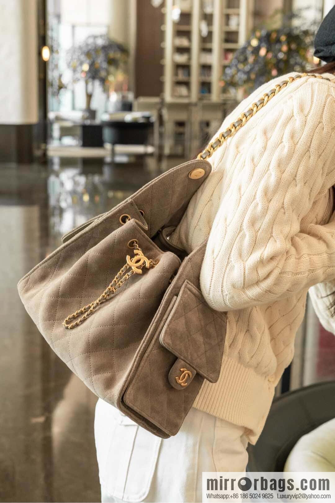 ππ‘ππ§ππ₯ πππ Grey Suede Drawstring Bucket Bag, Small π AS5293