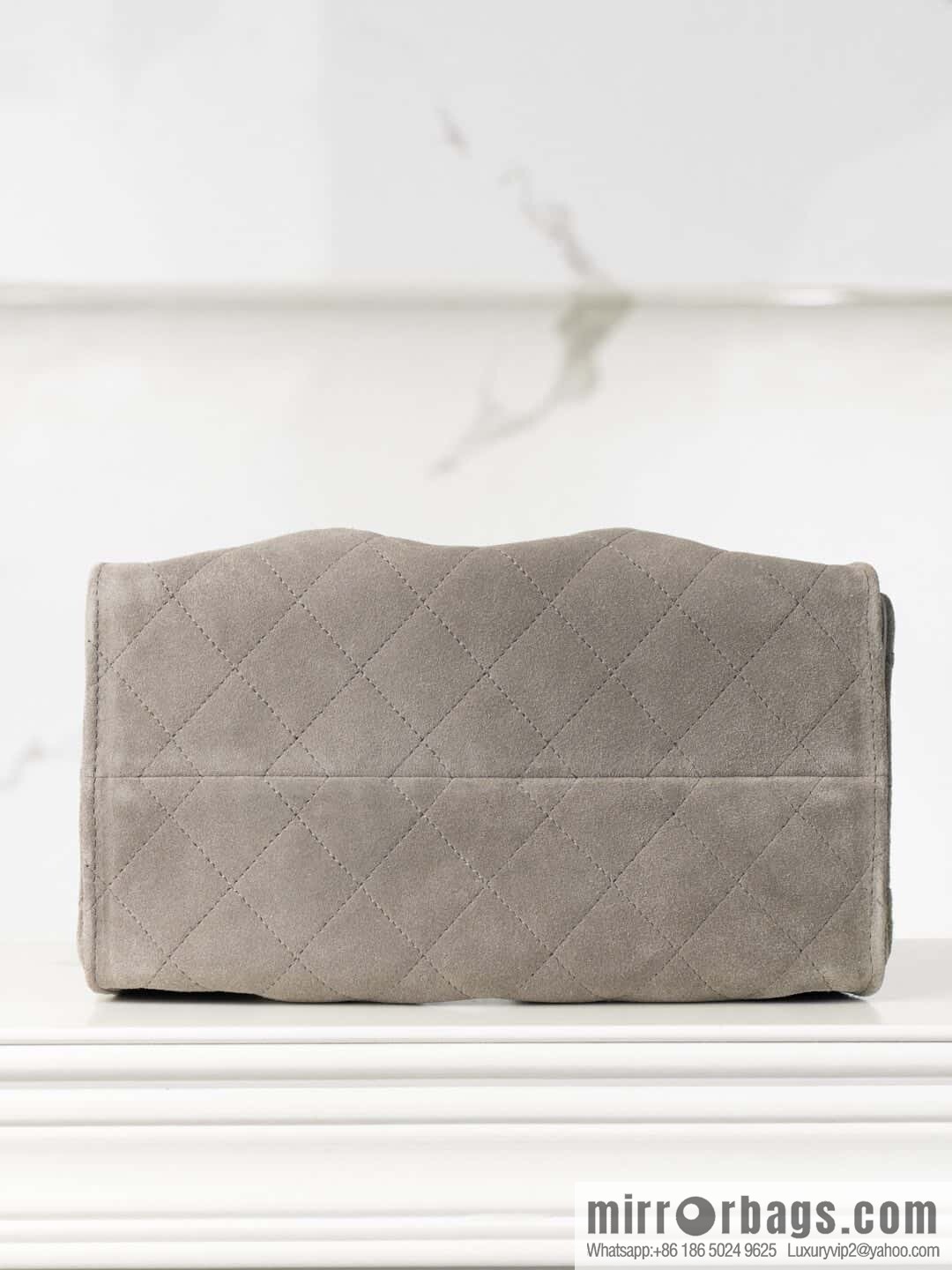 ππ‘ππ§ππ₯ πππ Grey Suede Drawstring Bucket Bag, Small π AS5293