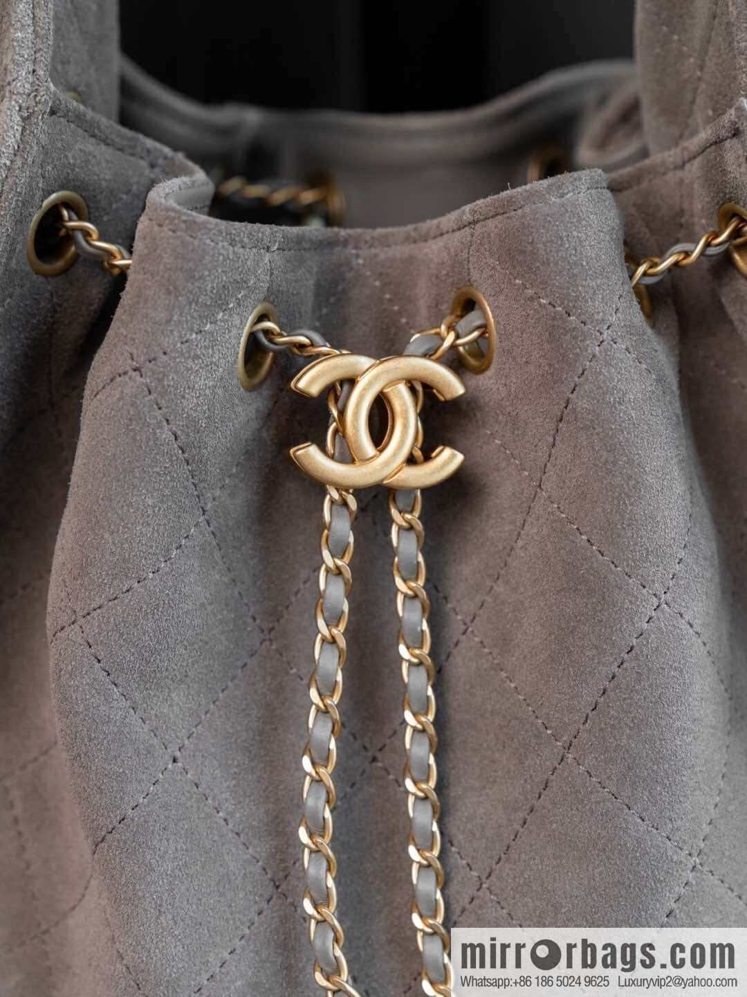 ππ‘ππ§ππ₯ πππ Grey Suede Drawstring Bucket Bag, Small π AS5293