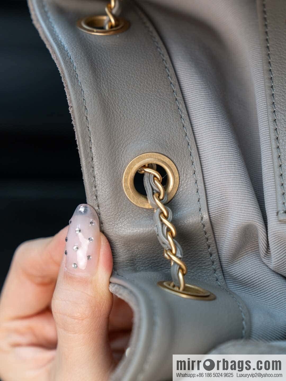 ππ‘ππ§ππ₯ πππ Grey Suede Drawstring Bucket Bag, Small π AS5293