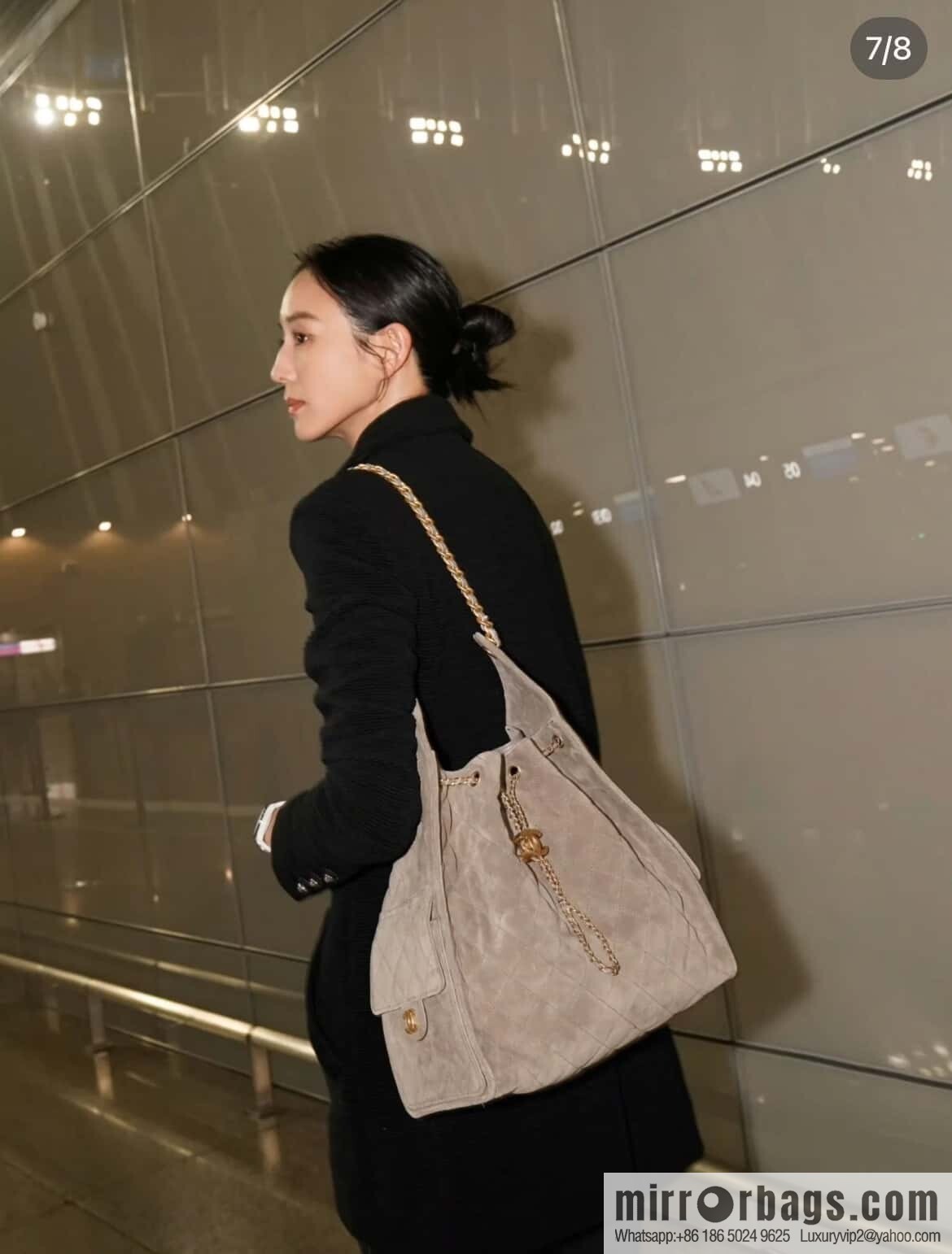 ππ‘ππ§ππ₯ πππ Grey Suede Drawstring Bucket Bag, Large π AS5311
