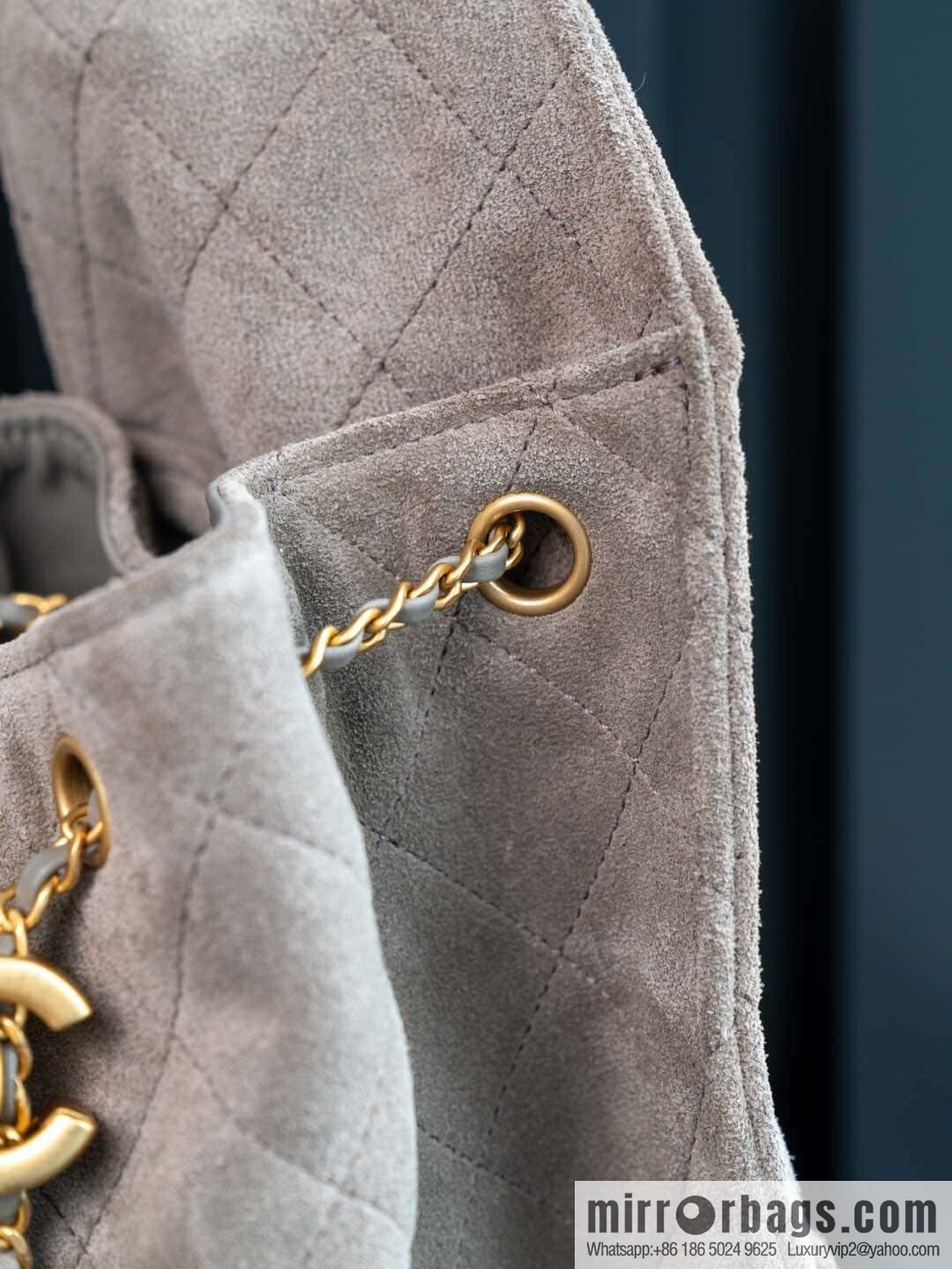 ππ‘ππ§ππ₯ πππ Grey Suede Drawstring Bucket Bag, Large π AS5311