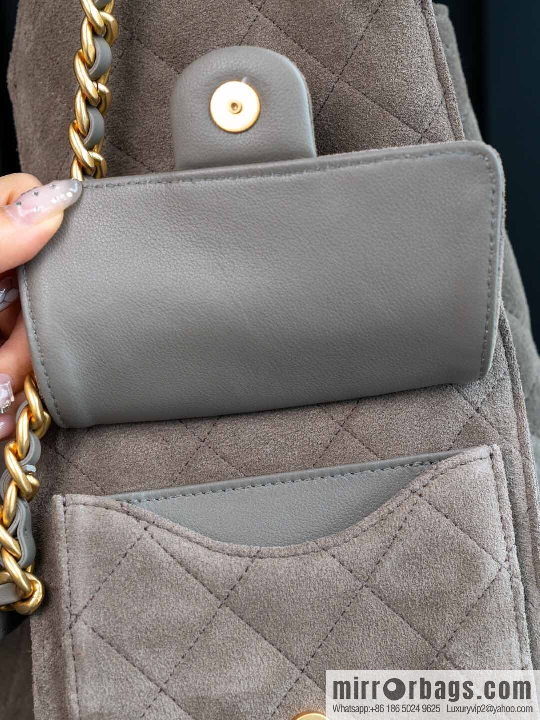 ππ‘ππ§ππ₯ πππ Grey Suede Drawstring Bucket Bag, Large π AS5311