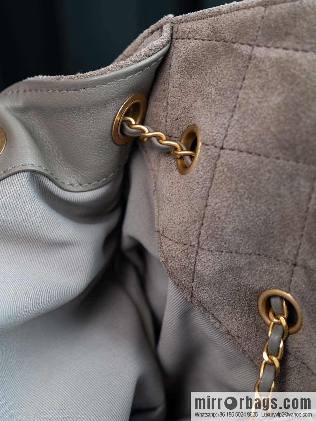 ππ‘ππ§ππ₯ πππ Grey Suede Drawstring Bucket Bag, Large π AS5311