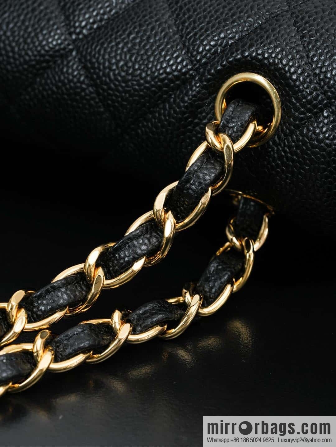 ℂ𝔽 𝗖𝗹𝗮𝘀𝘀𝗶𝗰 𝗙𝗹𝗮𝗽 𝐉𝐮𝐦𝐛𝐨 | genuine skin, caviar, black gold A58600