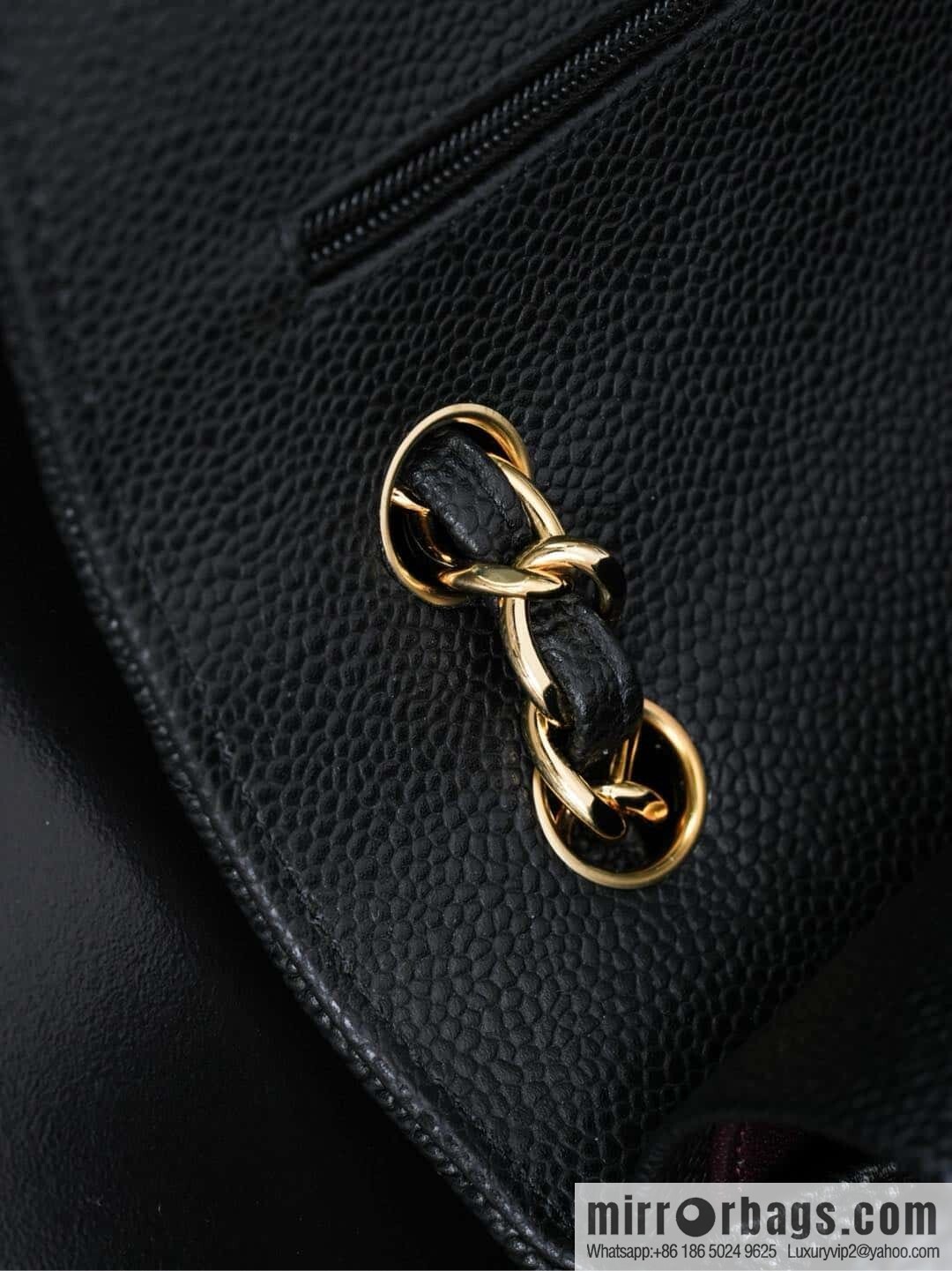 ℂ𝔽 𝗖𝗹𝗮𝘀𝘀𝗶𝗰 𝗙𝗹𝗮𝗽 𝐉𝐮𝐦𝐛𝐨 | genuine skin, caviar, black gold A58600