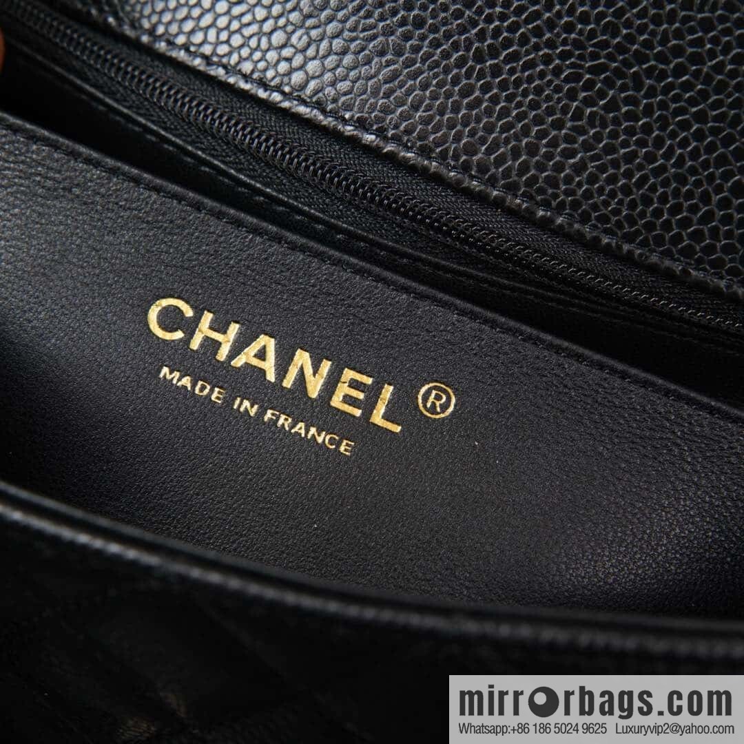 ℂ𝔽 𝗖𝗹𝗮𝘀𝘀𝗶𝗰 𝗙𝗹𝗮𝗽 | Litchi pattern black gold 🖤 A01116