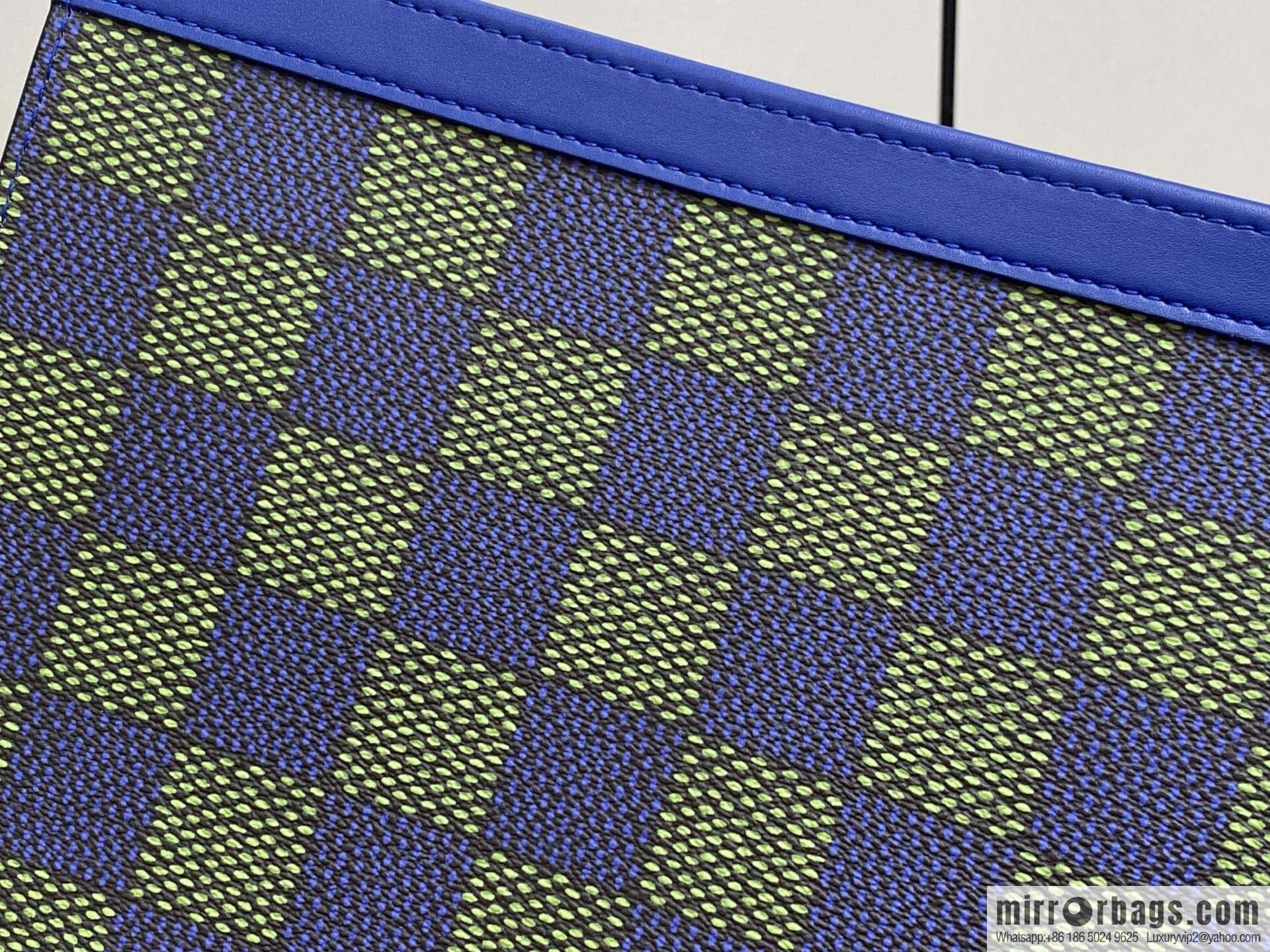[Boutique‑grade] M00145 blue plaid, handbag clutch bag Pochette Voyage medium handbag
