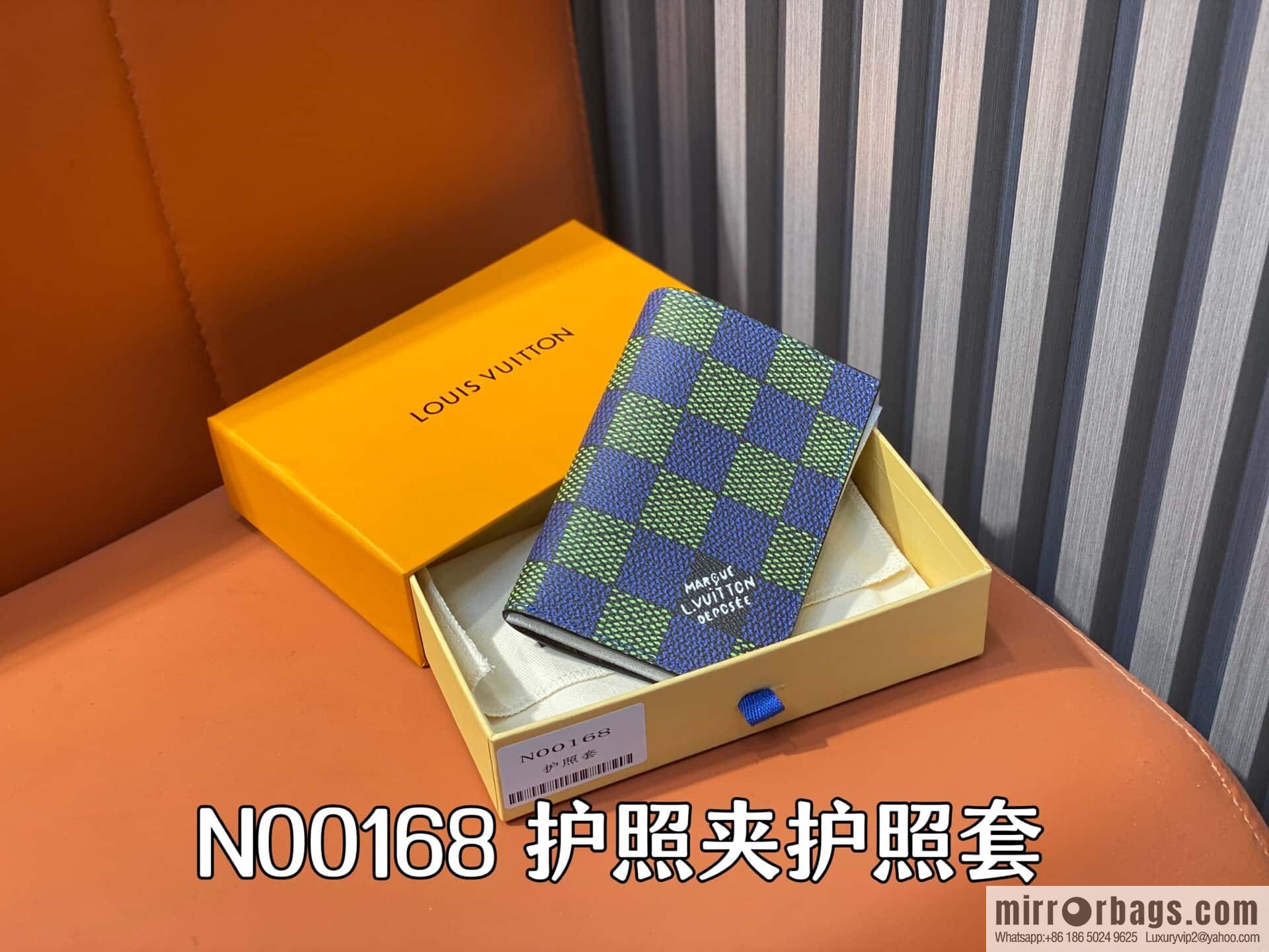 [Boutique‑grade] N00168 blue grid, passport holder, passport cover.
